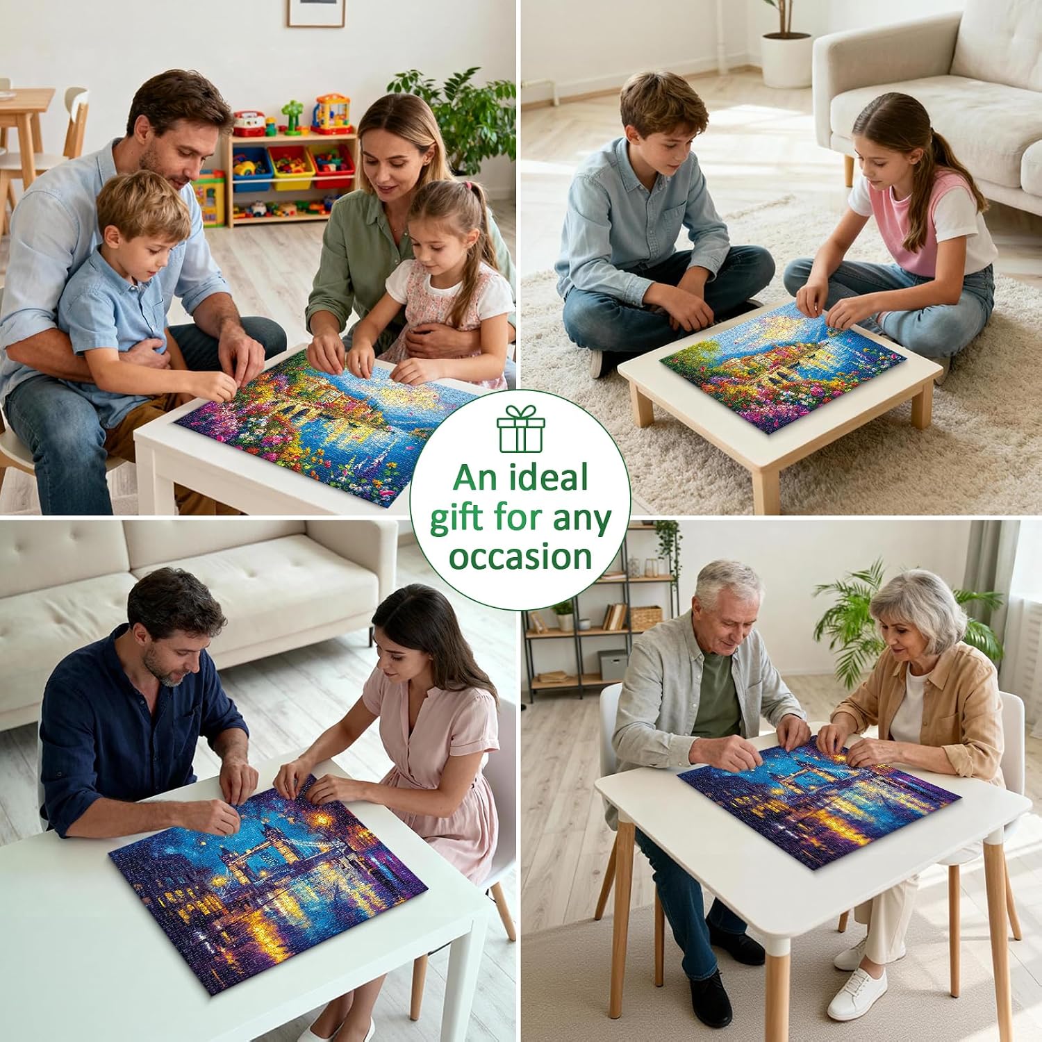Detalle 2 de Pixlora Puzzles for Adults 1000 Pieces (2-Pack) — Garden Town & Darkness Theme Jigsaw Puzzles