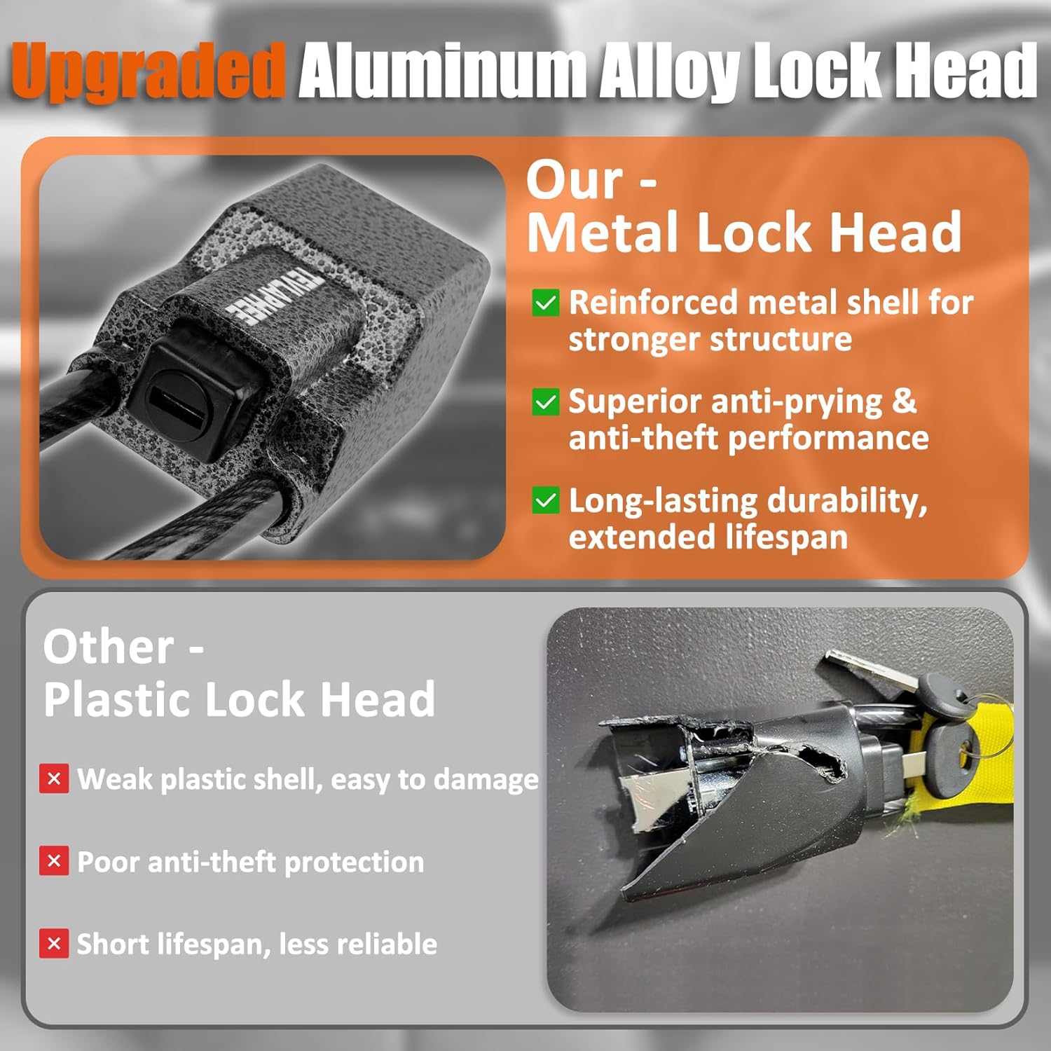 Thumbnail 1 de Tevlaphee Upgraded Steering Wheel Lock – Double Anti-Theft Protection in High-Visibility Steel