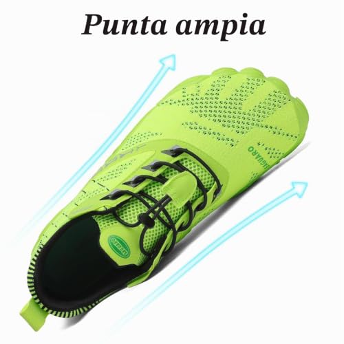 Detalle de SAGUARO Scarpe Barefoot Minimaliste Uomo/Donna – Multisport, Verde Chartreuse, 36 EU