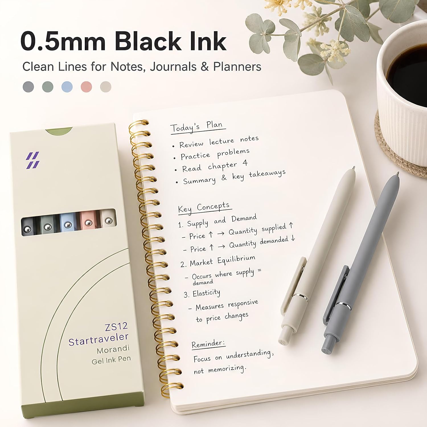 Detalle de FIOVER Gel Pens, Black Ink