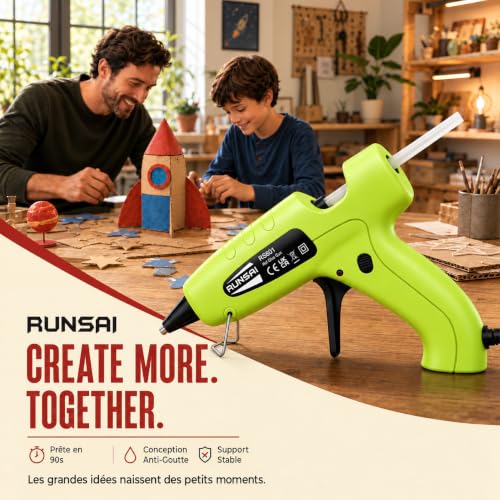 Detalle de RUNSAI Pistolet à Colle Chaude Électrique 30W avec 30 Bâtons 7mm
