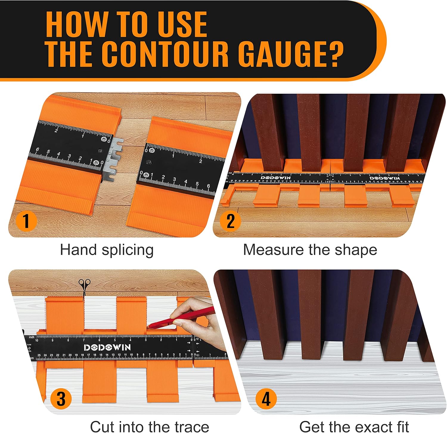 Detalle de DODOWIN Connectable Contour Gauge 20-inch – laminate flooring profile measuring template for woodworking