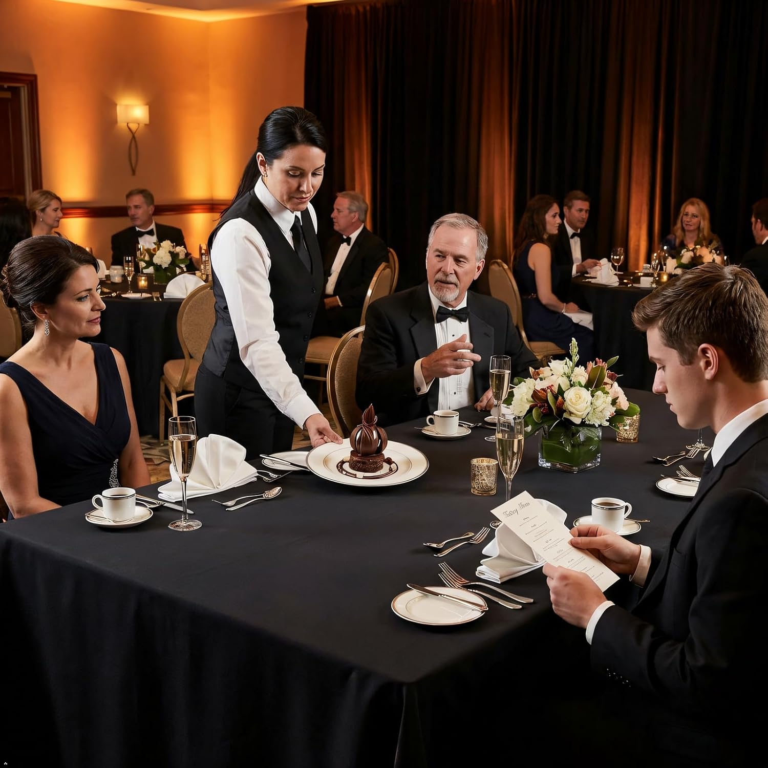 Thumbnail 3 de Heneger 8-Pack Black Tablecloths (60 x 126 Inch) for 8ft Rectangular Tables, Wrinkle-Resistant Polyester