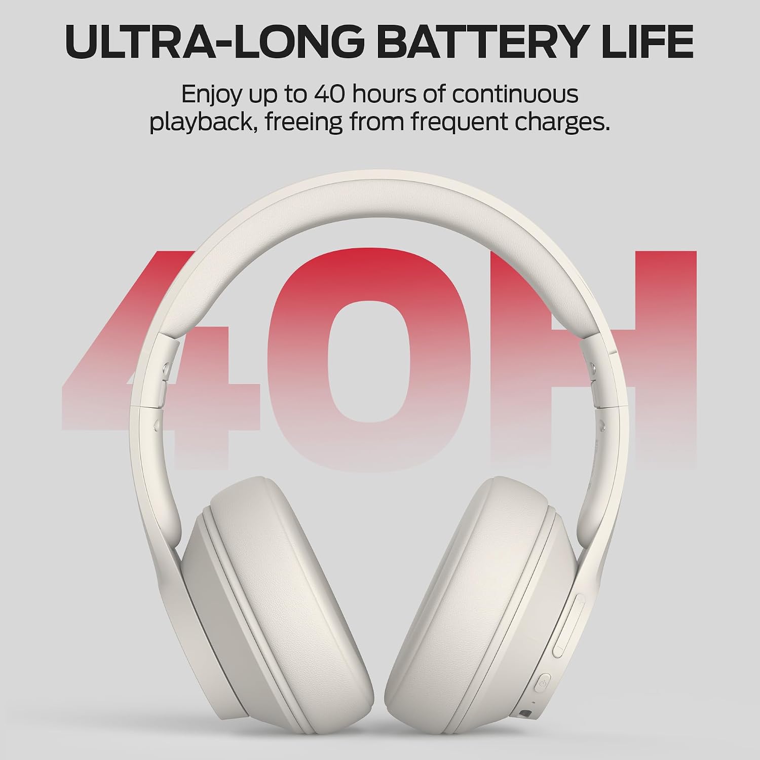Detalle de Monster Mission 100 Over-Ear Bluetooth Headphones, 40-Hour Playtime, Beige