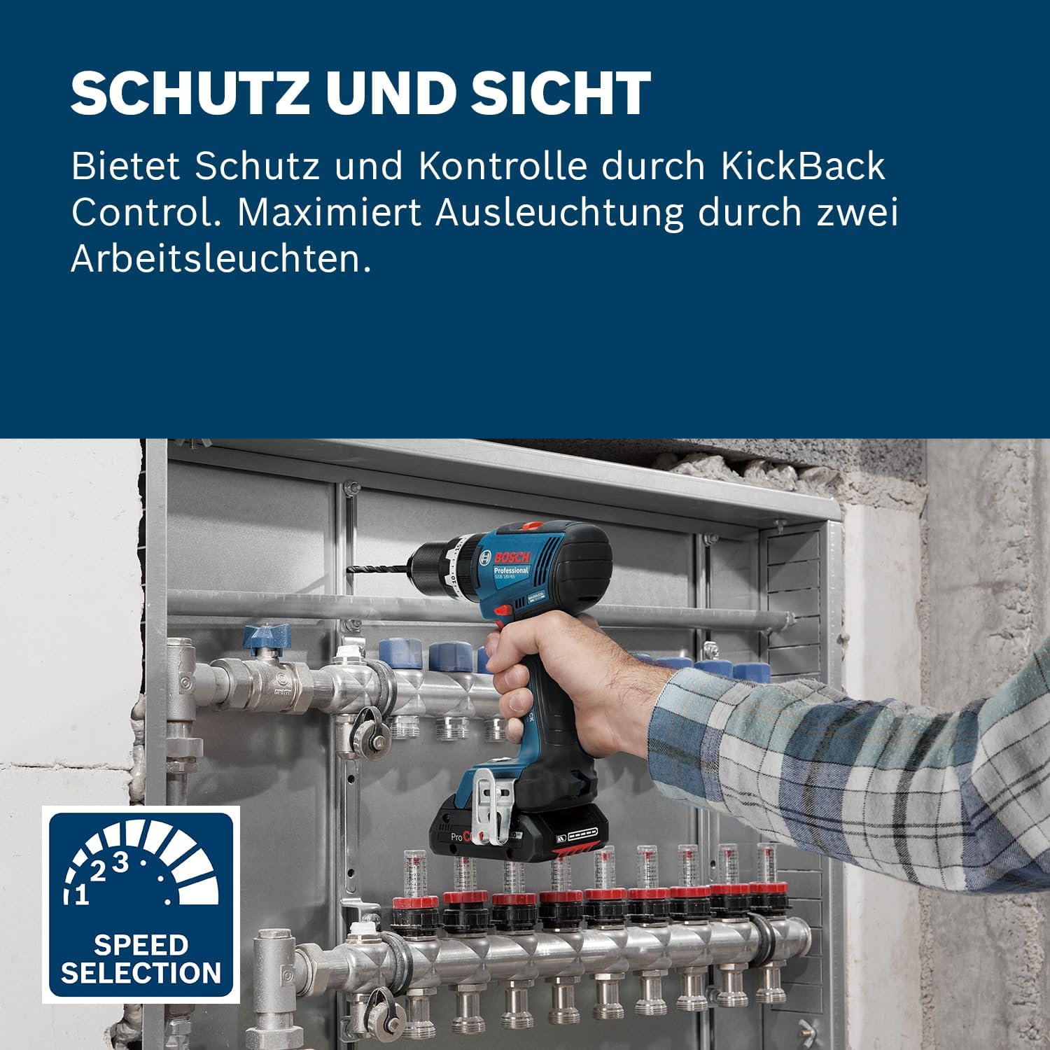 Thumbnail 3 de Bosch Professional 18V System Akku-Bohrschrauber GSB 18V-65 (bürstenlos), 65 Nm, inkl. 2x GBA 18V 4.0Ah & L-Case