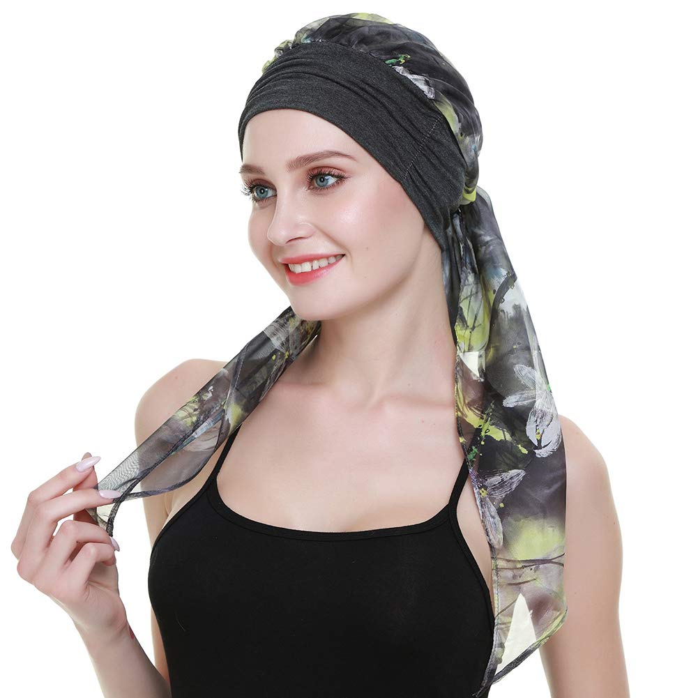 Detalle 2 de FocusCare Damen Chemo-Turban, Mütze/Schal-Kopfbedeckung gegen Haarausfall – Bambus-Viskose