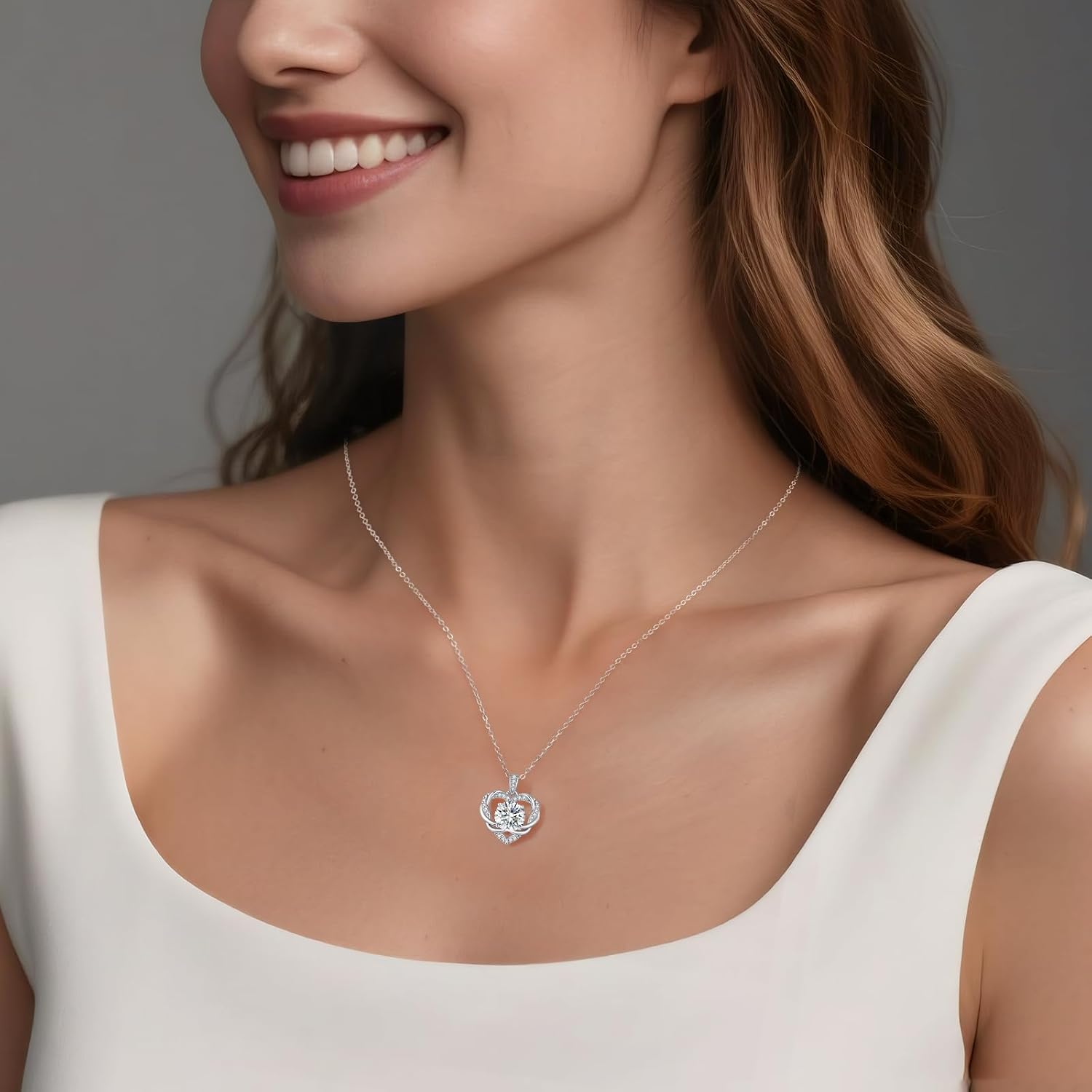 Detalle de Louisa Secret Collana Donna Infinity Cuore in Argento Sterling 925 con Moissanite Premium – Regalo perfetto
