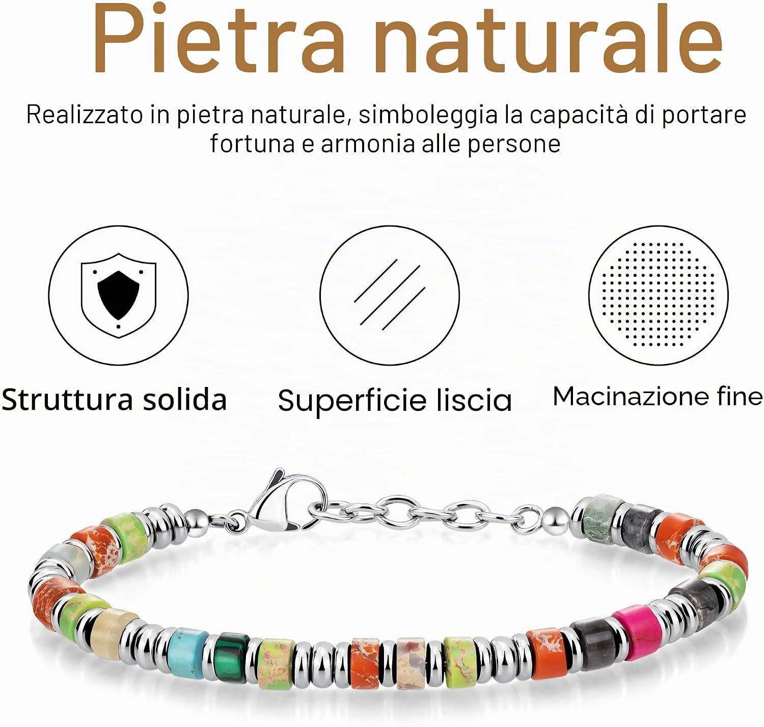 Detalle 2 de SIUMAL bracciale boho in acciaio inox uomo