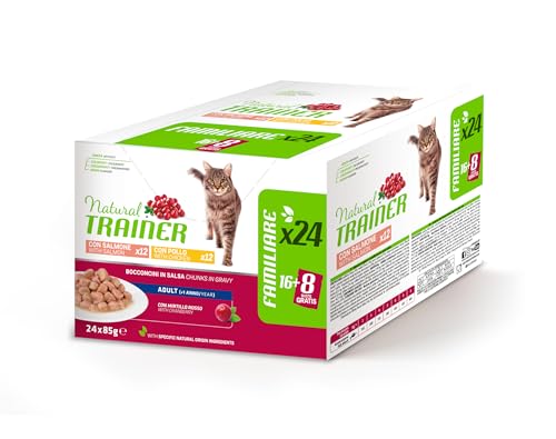 Detalle de Trainer Natural Cibo Umido per Gatti Adulti Multipack Pollo & Salmone - 24 x 85 g