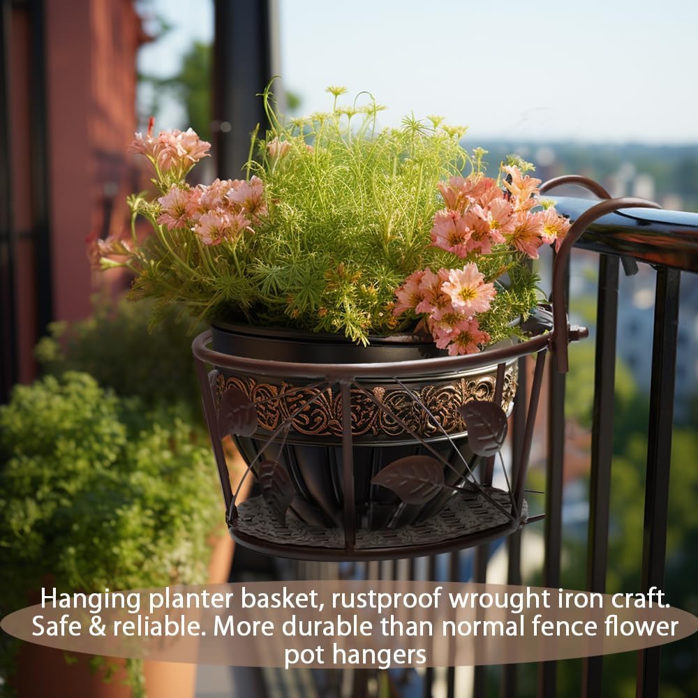 Detalle 1 de NEISRAI Iron Railing Planter Basket