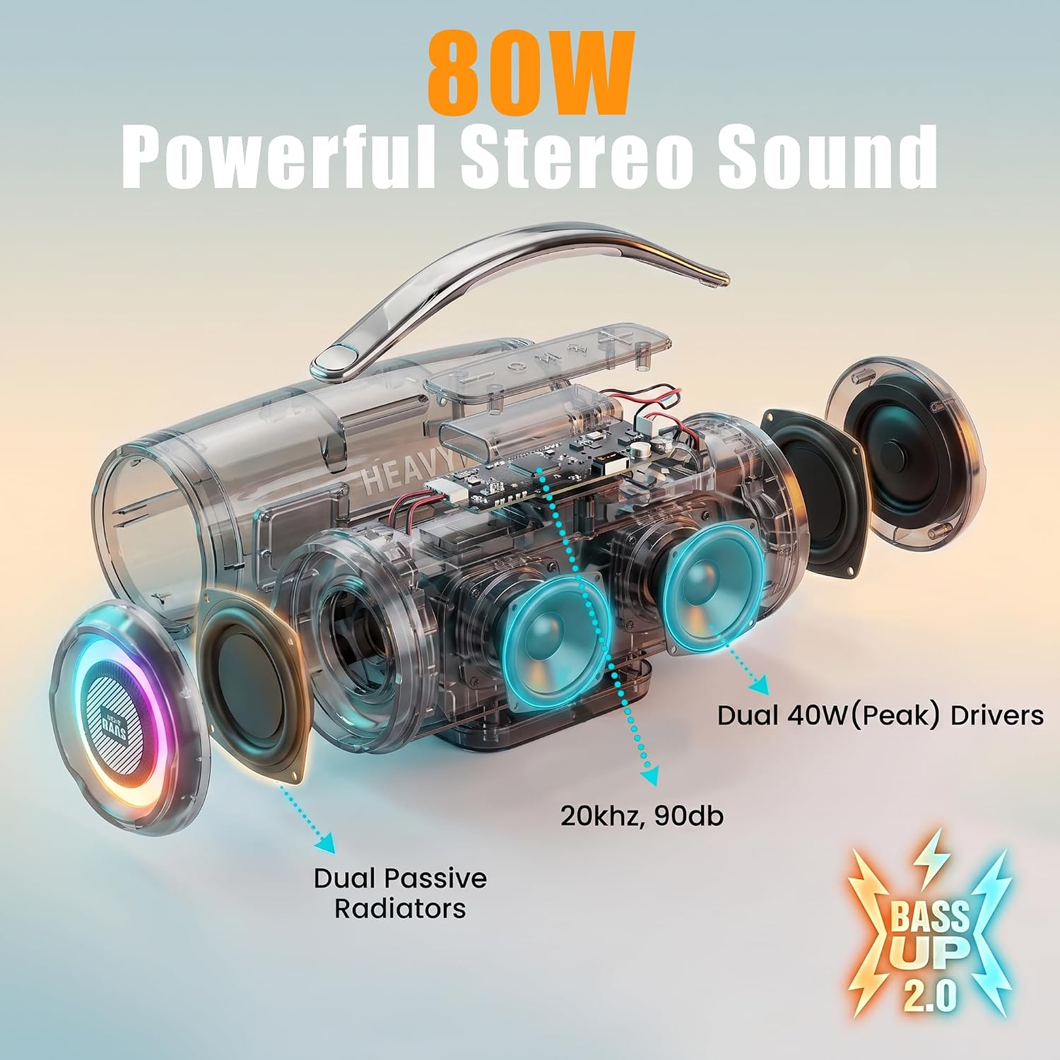 Detalle 2 de HEAVY BASS 80W Bluetooth Speaker