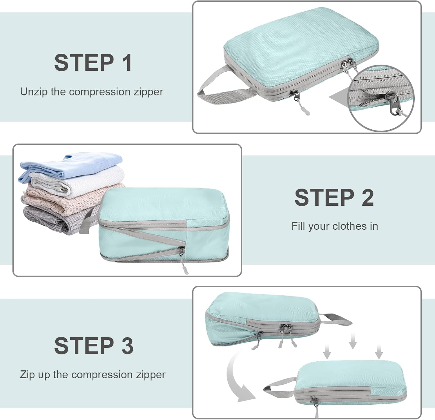Thumbnail 4 de Compression Packing Cubes Travel Set 4 Blue