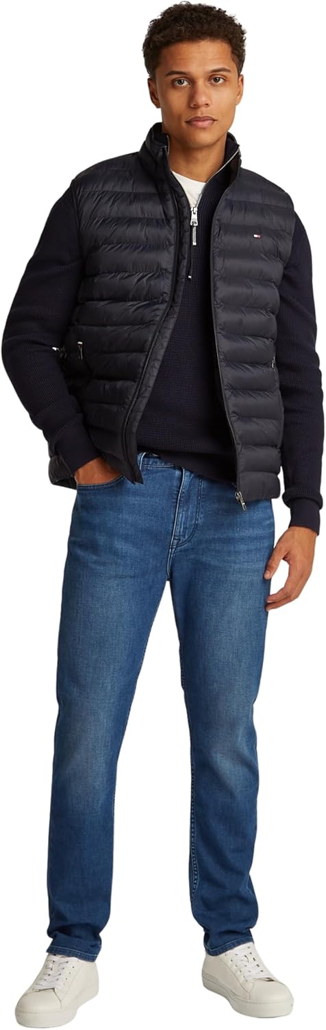 Detalle de Tommy Hilfiger Herren Weste Steppweste – stilvoll, warm & umweltfreundlich aus recyceltem Nylon