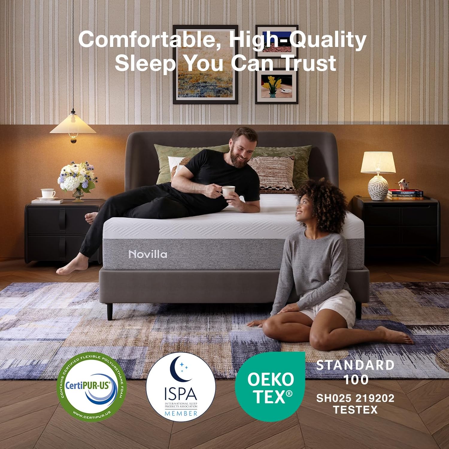 Detalle 2 de Novilla N-2510M801-12-Q-CA Queen Memory Foam Mattress, 12-Inch Gel Foam