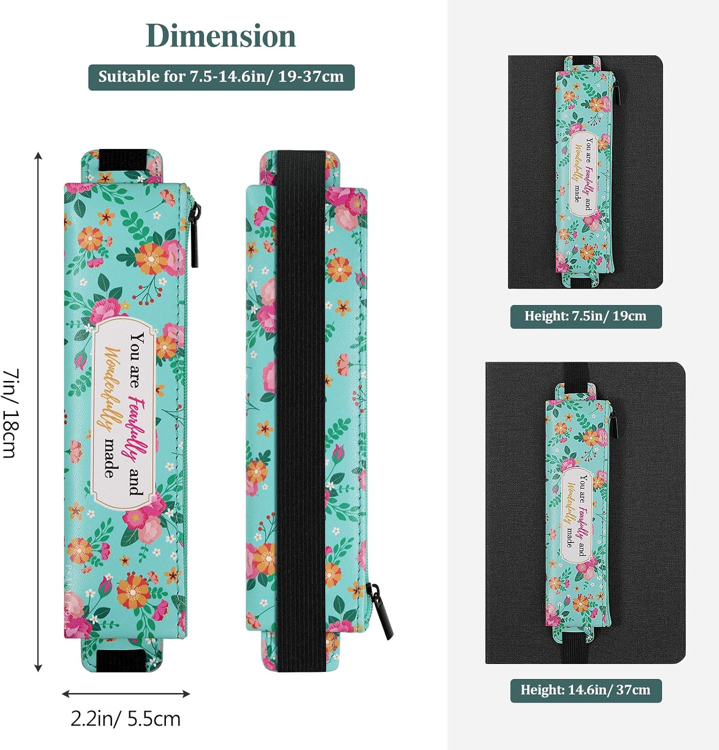Detalle de MoKo set di 4 portapenne elastici per taccuino in pelle PU con fascia regolabile