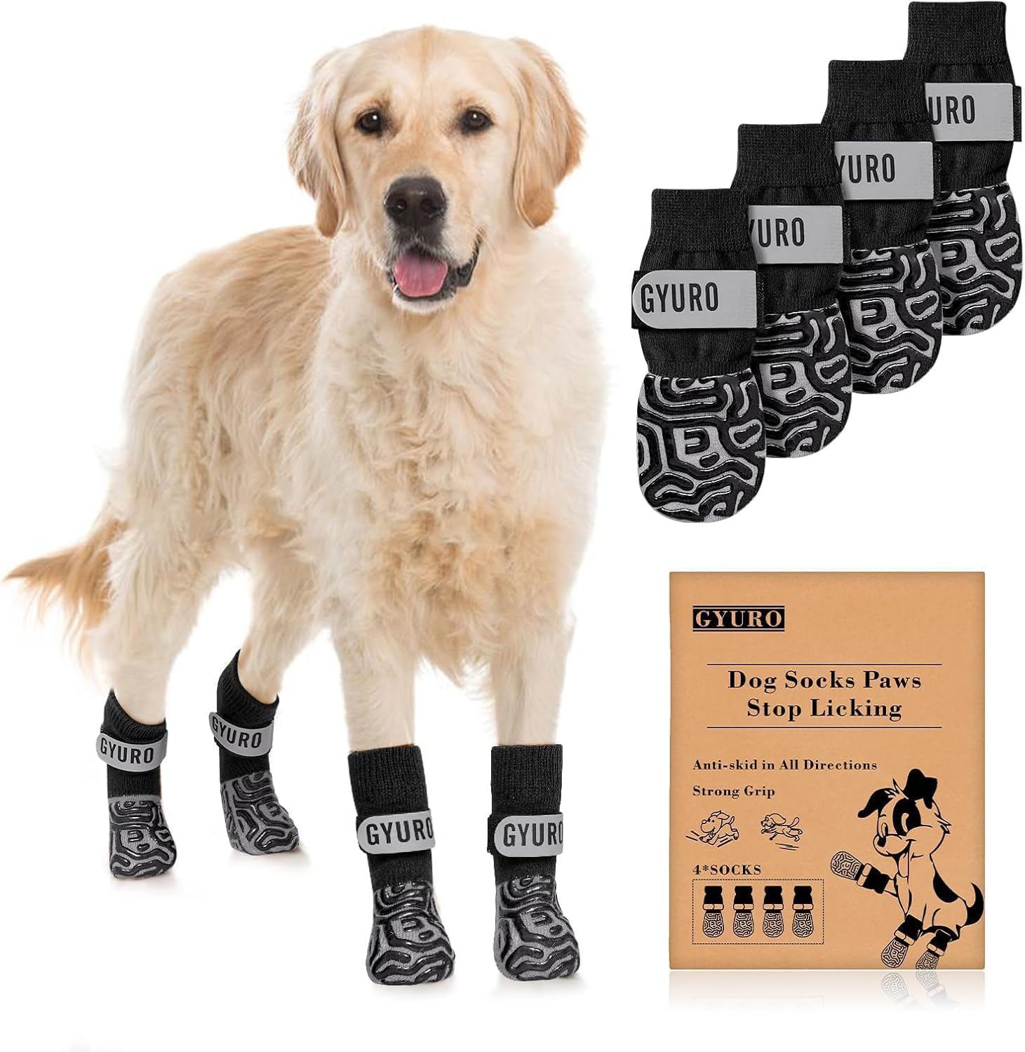 Detalle de GYURO Hundesocken mit Silikon, 2 Paar