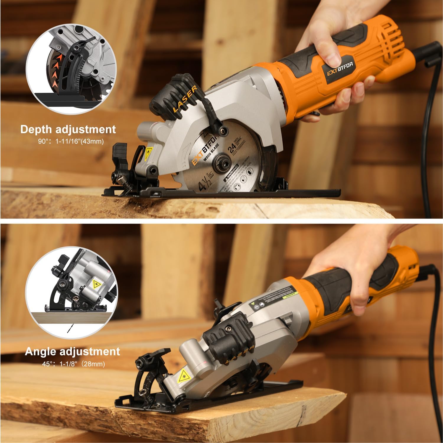 Detalle de Extbtfor Mini Circular Saw with 4-1/2-Inch Blade
