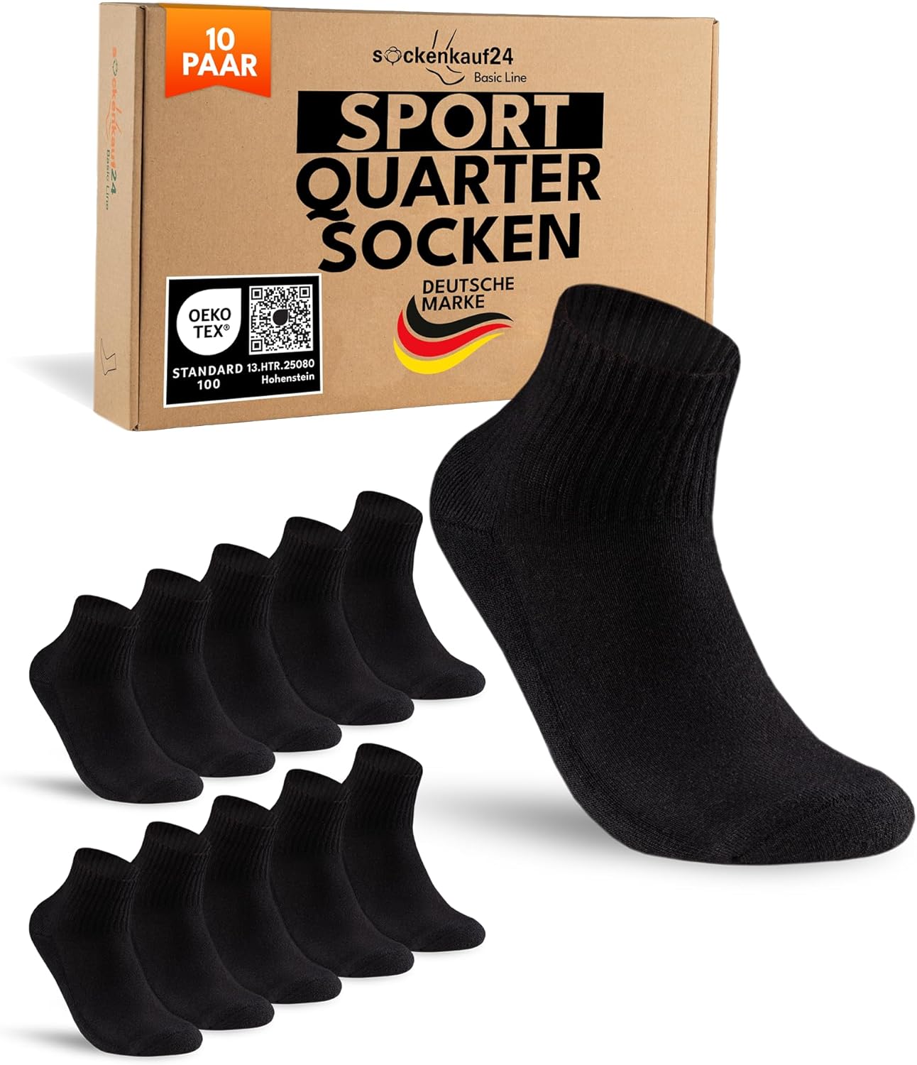 sockenkauf24 10 Paar kurze Sportsocken (Quarter) Tennissocken – atmungsaktive Baumwolle für Damen & Herren