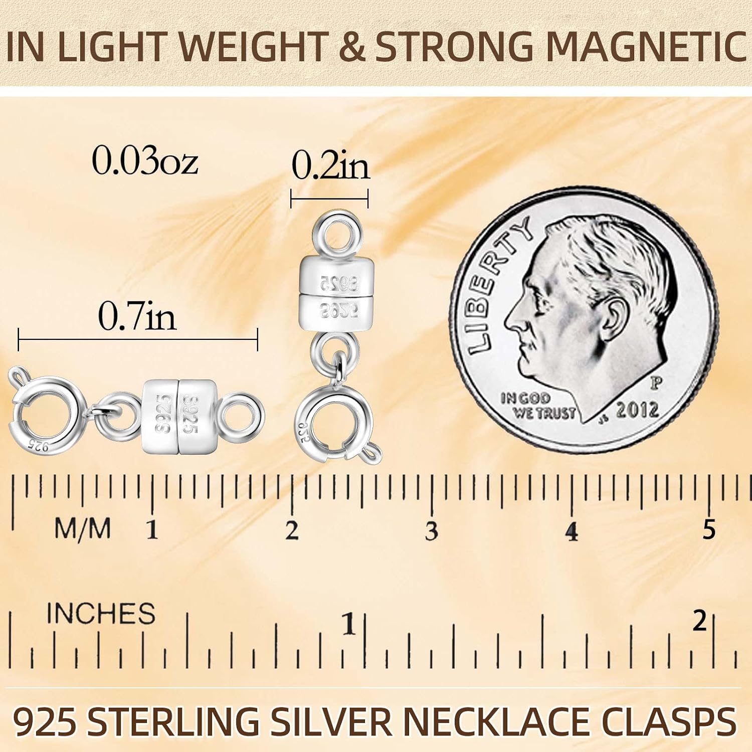 Detalle 2 de Qulltk 1 Magnetic Necklace Clasps, 925 Sterling Silver, 4-Piece Set