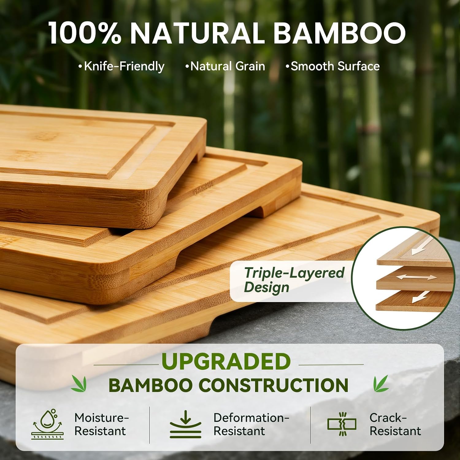 Thumbnail 4 de Empune Bamboo Cutting Board Set for Kitchen 🍽