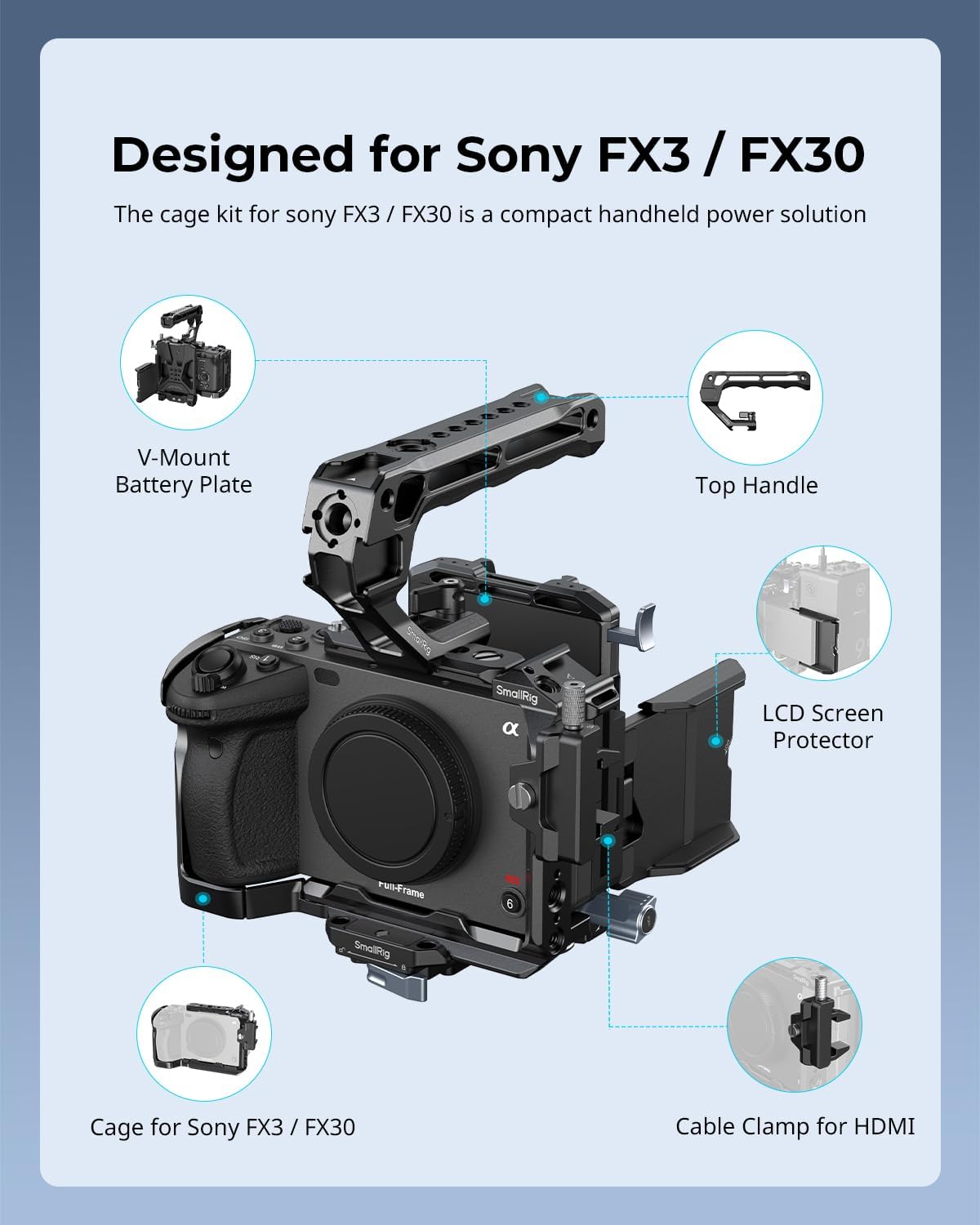Thumbnail 1 de SmallRig Kit gabbia per Sony FX3 / FX30: cage, supporto V-Mount e accessori essenziali
