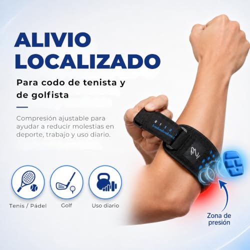 Detalle 2 de Matmar Codera Epicondilitis: Cincha ajustable con gel 3D para codo (Azul) - Anti-deslizante
