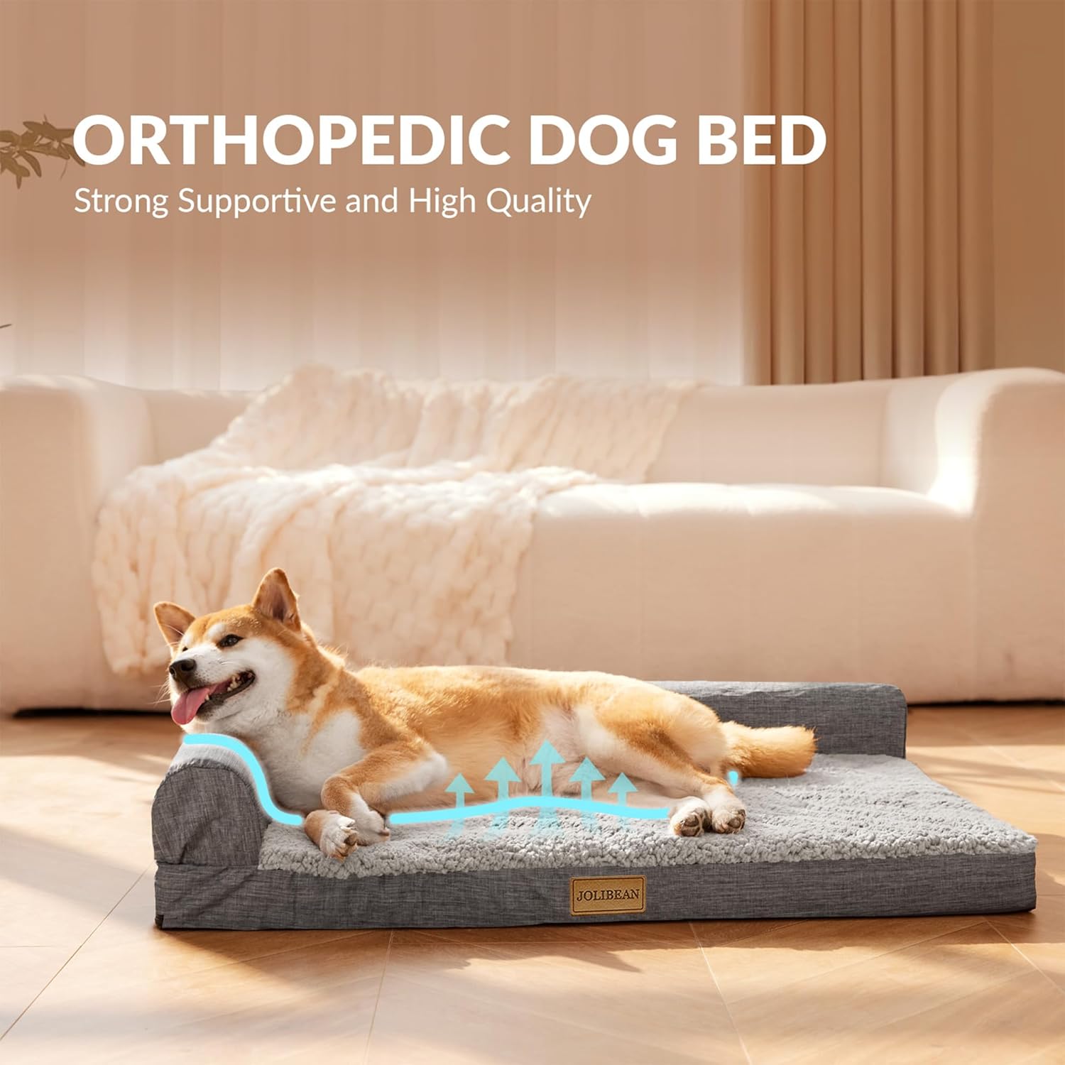 Detalle de Jolibean Orthopedic XL Dog Bed 106x71cm – Large, Waterproof with Removable Cover