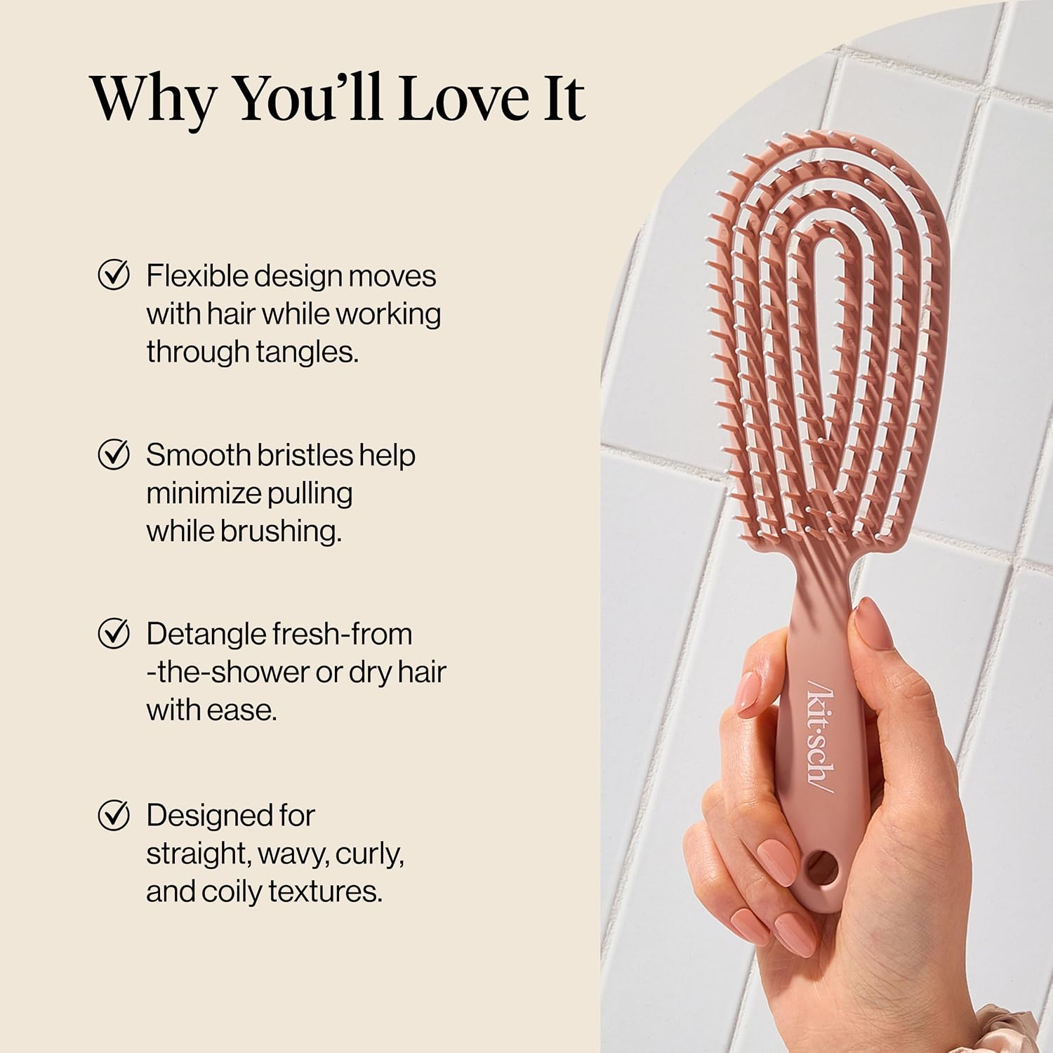 Detalle 1 de Kitsch Flexi detangling hair brush, Terracotta