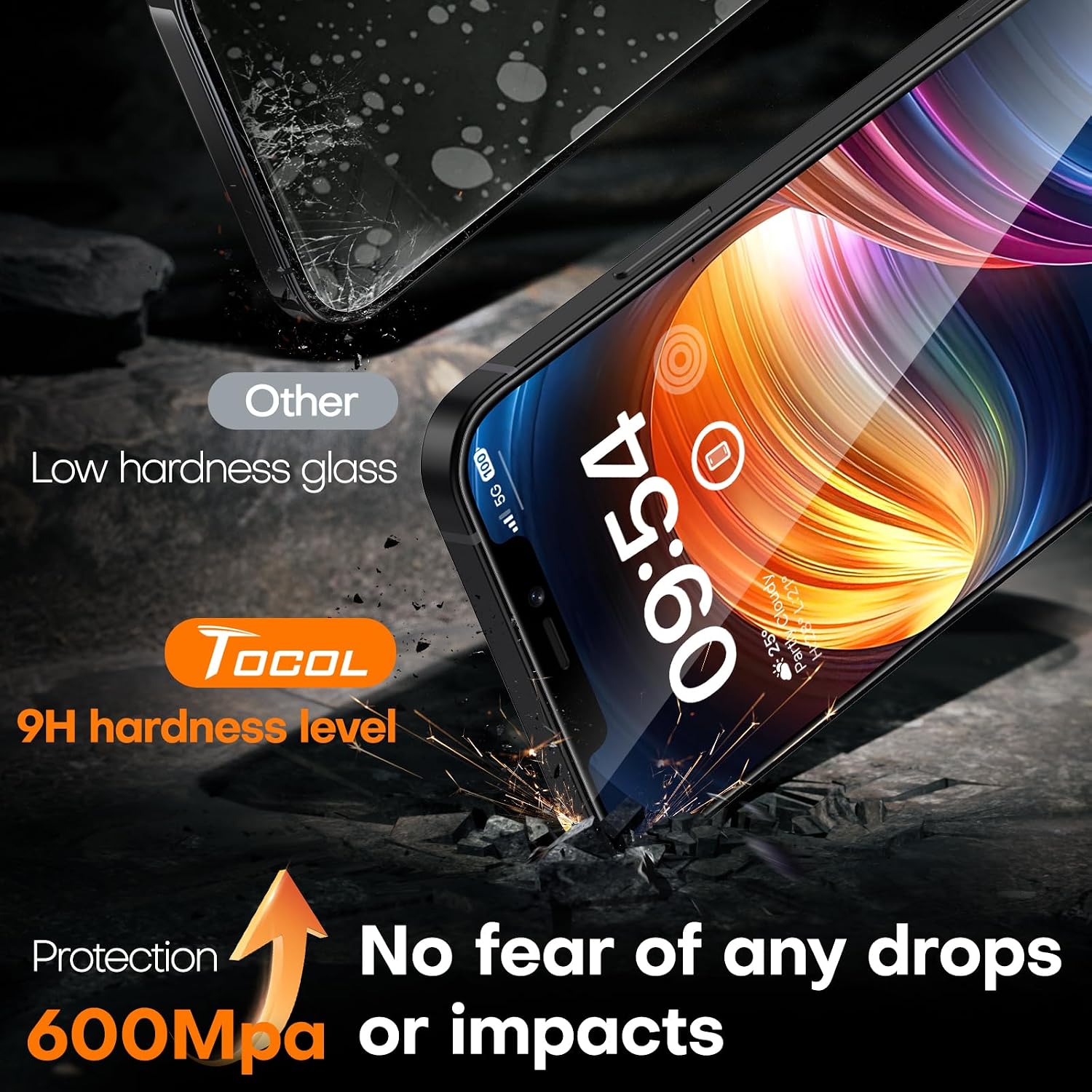 Thumbnail 4 de TOCOL iPhone 12 Screen Protector 2-Pack