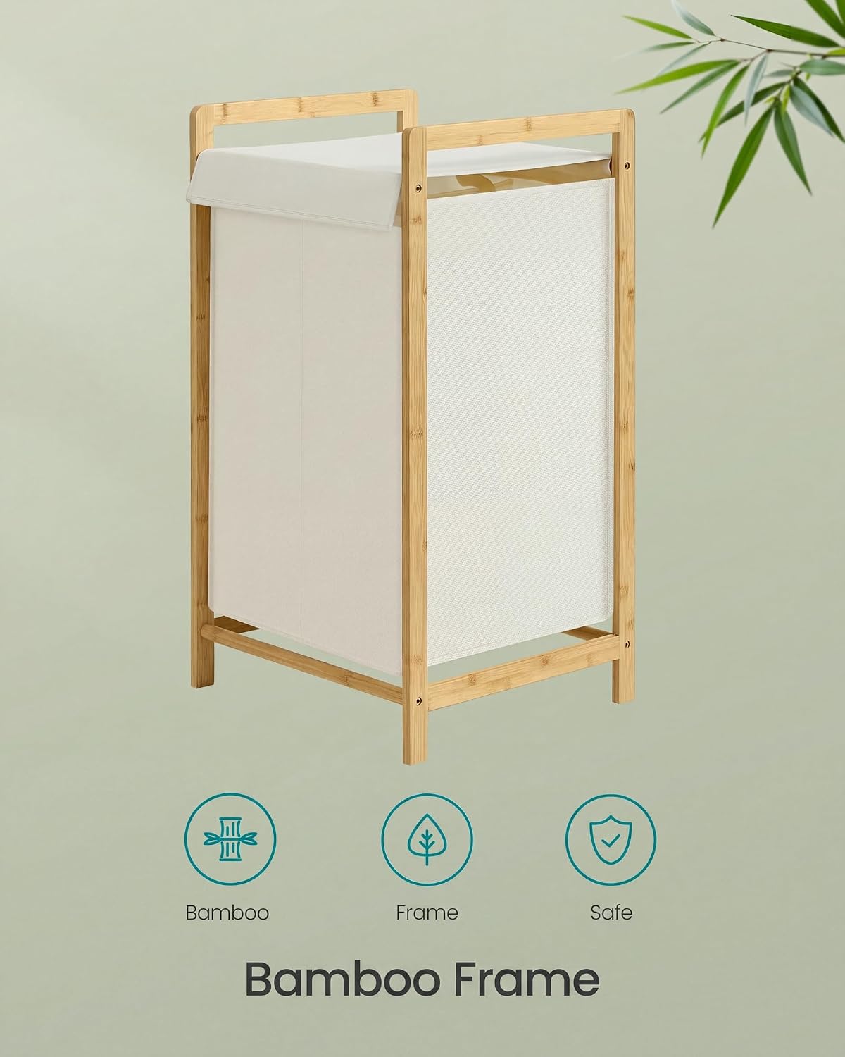 Detalle de SONGMICS ROCKI RLH102WD01 Laundry Hamper, 100 L, Two Compartments