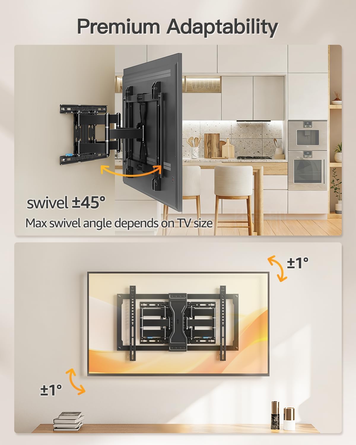 Thumbnail 5 de ELIVED Ultra Slim TV Wall Bracket 37–90 Inch | Heavy‑Duty, Full‑Motion Mount for 60kg