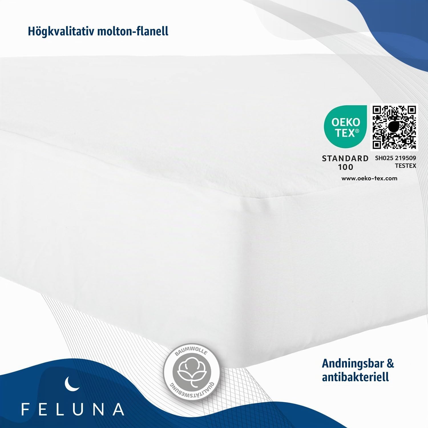 Detalle 2 de Feluna Molton madrasskydd 60 × 120 cm i bomullsflanell, vattentätt