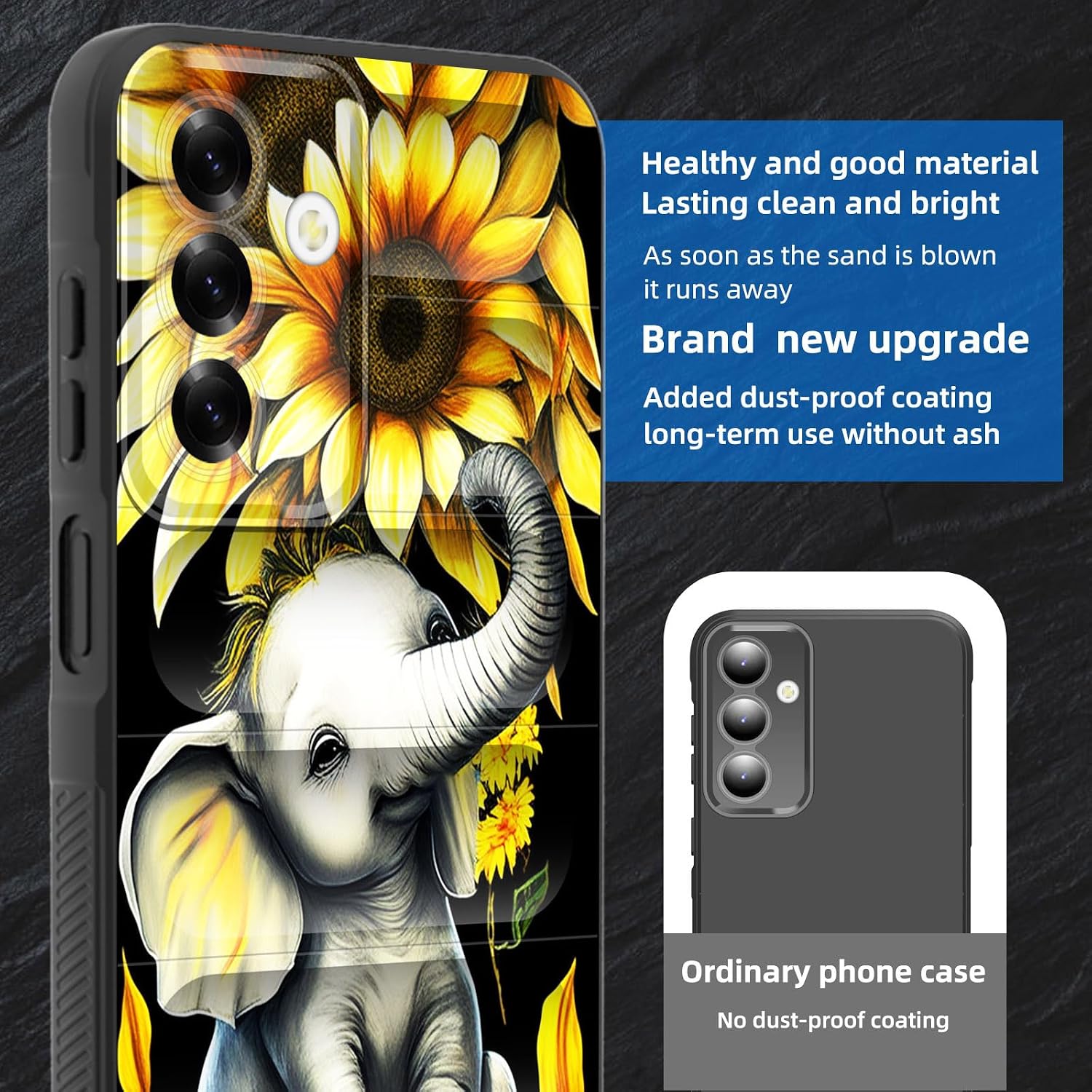 Detalle de CICPLKSE BS-HD-FBA-Galaxy A17 5G-9 Silicone Case, Elephant Sunflower