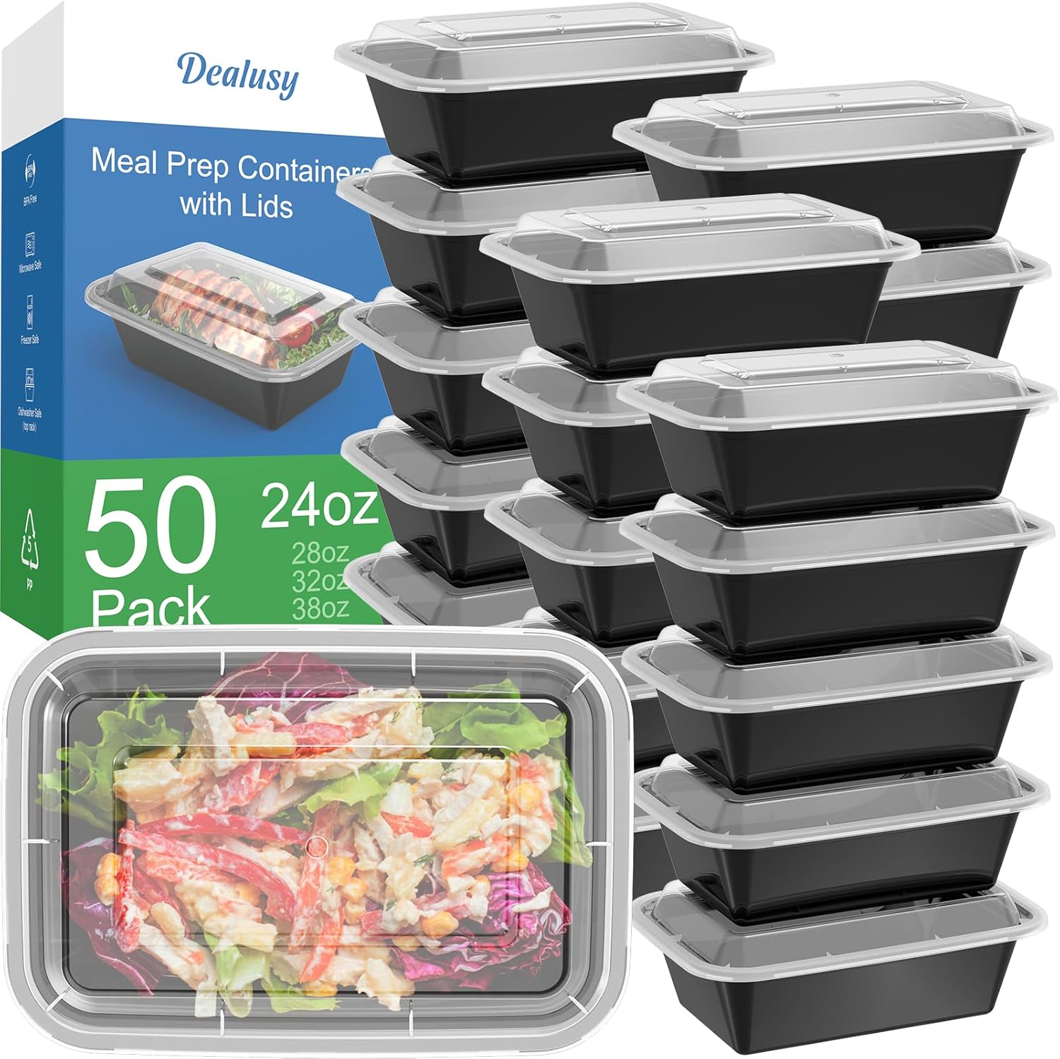 Detalle de Dealusy 24 oz Meal Prep Containers 50 Pack 🍱