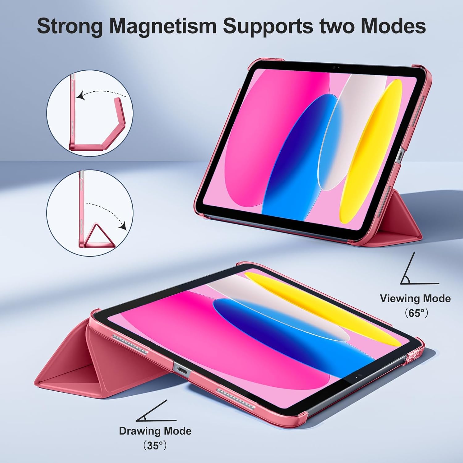 Thumbnail 5 de DriveGo Case with Screen Protector for iPad A16 11th/10th Gen (2025/2022) – Slim Translucent Back, Auto Sleep/Wake, Pink