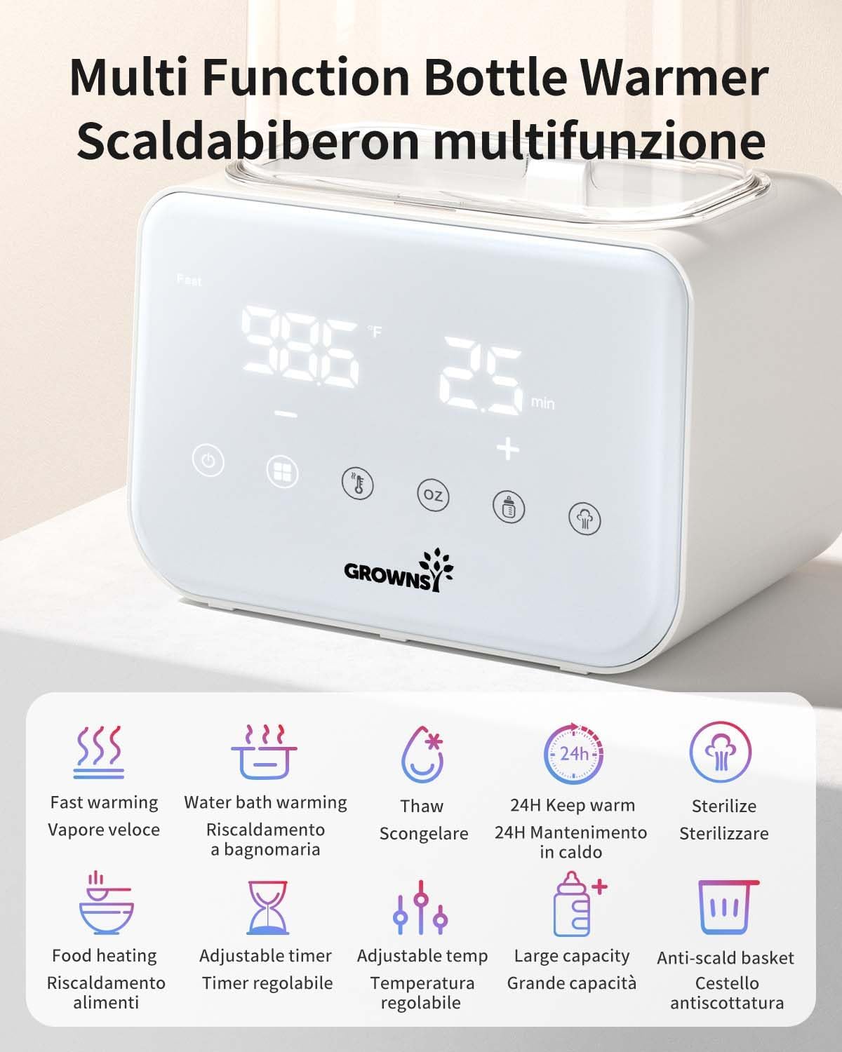 Thumbnail 1 de GROWNSY Scaldabiberon 10 in 1 con Display LCD