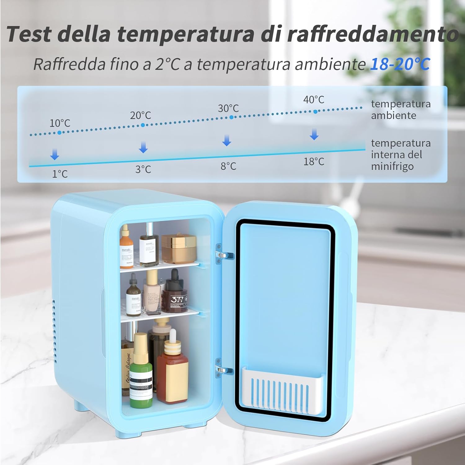 Thumbnail 3 de YASHE Mini frigo da 6 litri/8 lattine 220-240 V AC/DC – frigorifero termoelettrico portatile, blu