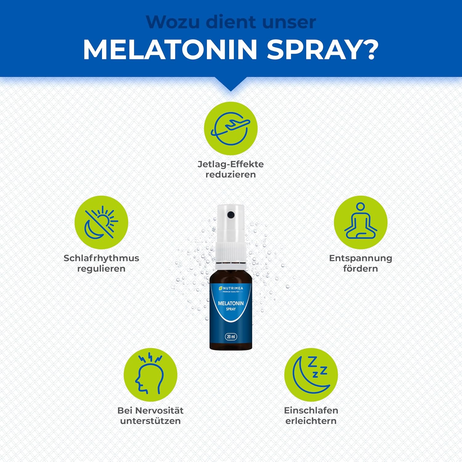 Detalle de Melatonin Spray - 0,5 mg, Zuckerfrei, Kirschgeschmack | Schnelle Einschlafhilfe von Nutrimea