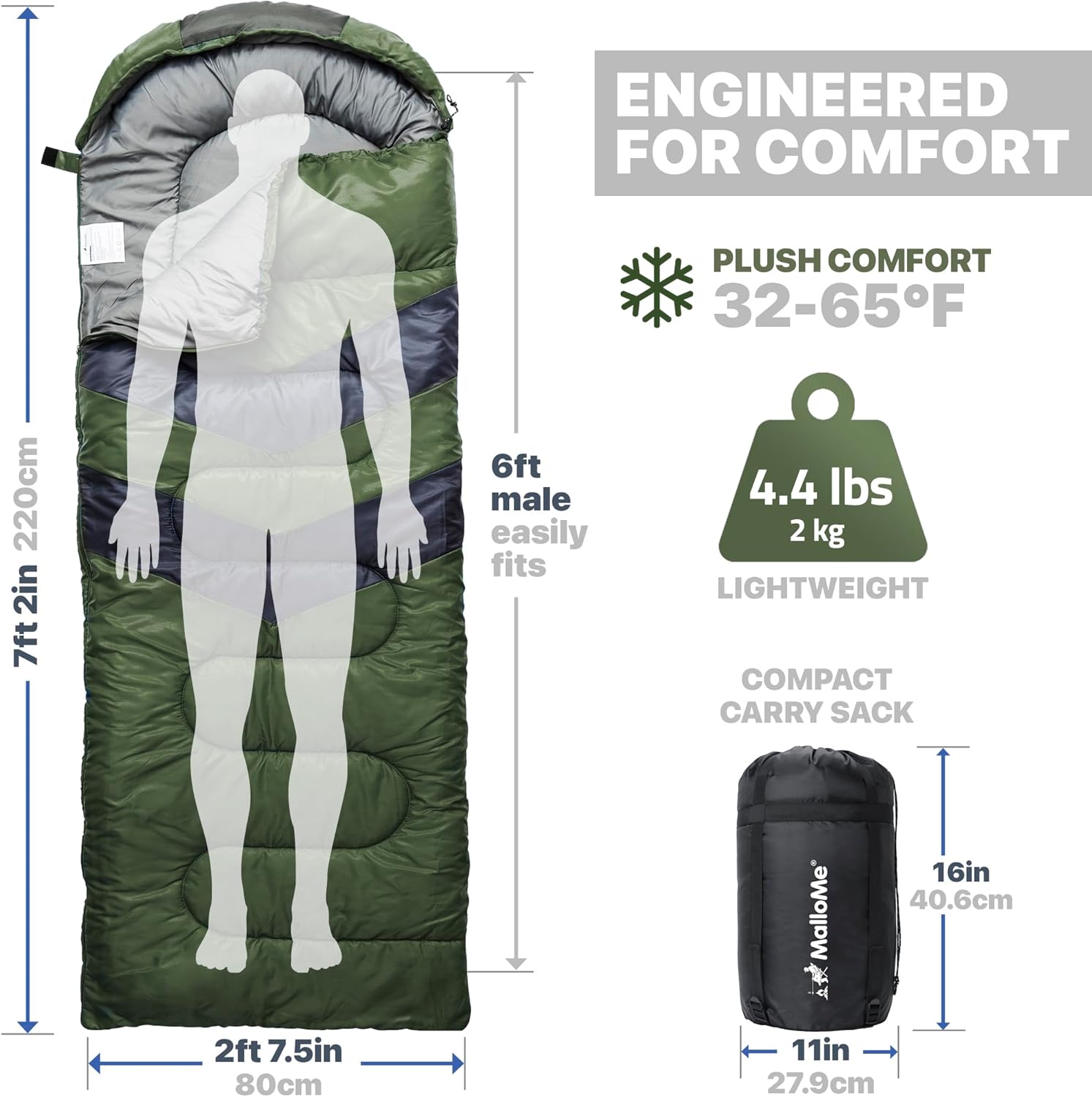Detalle de MalloMe Sleeping Bag 0°C Cold Weather