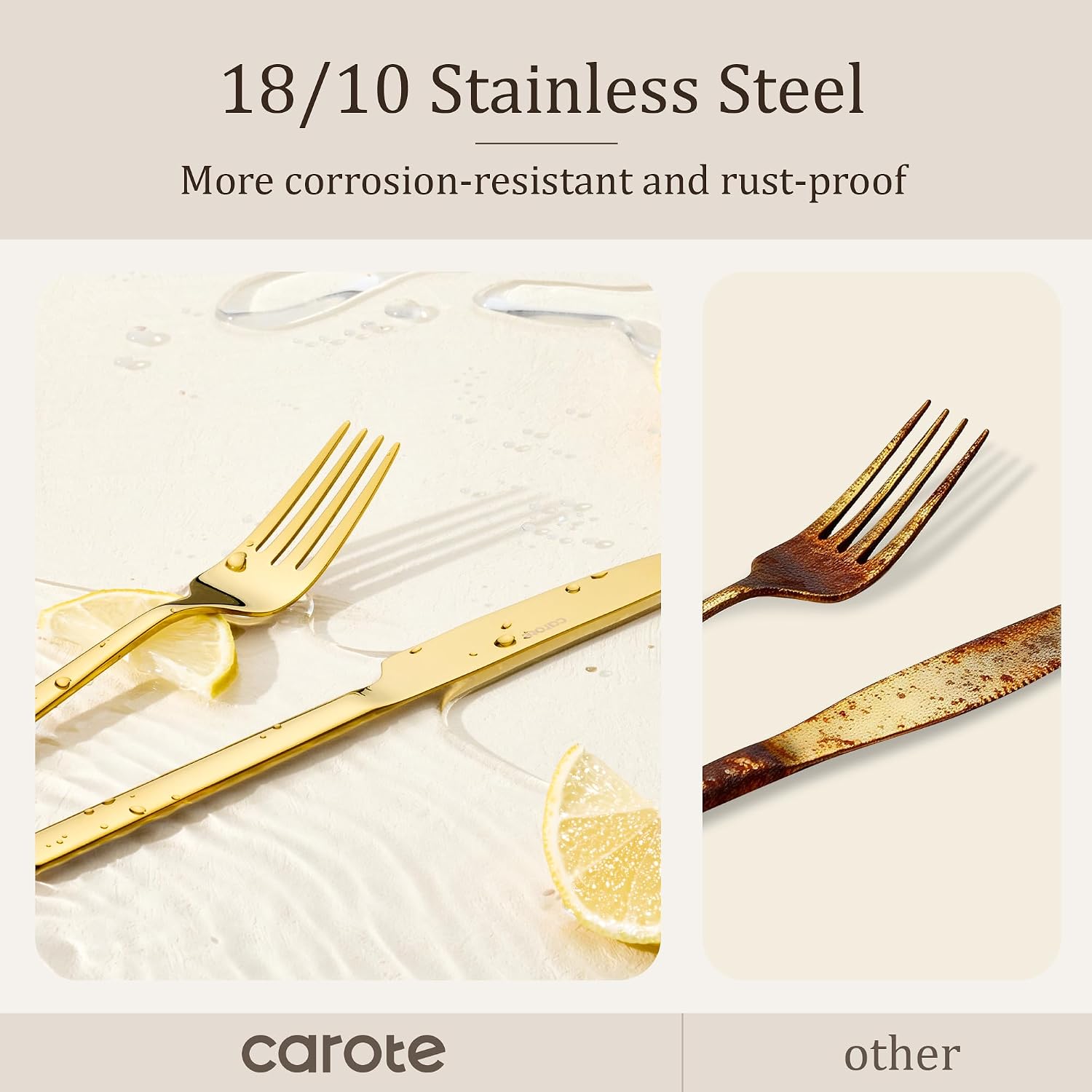Detalle de CAROTE 20-Piece 18/10 Stainless Steel Flatware Set for 4
