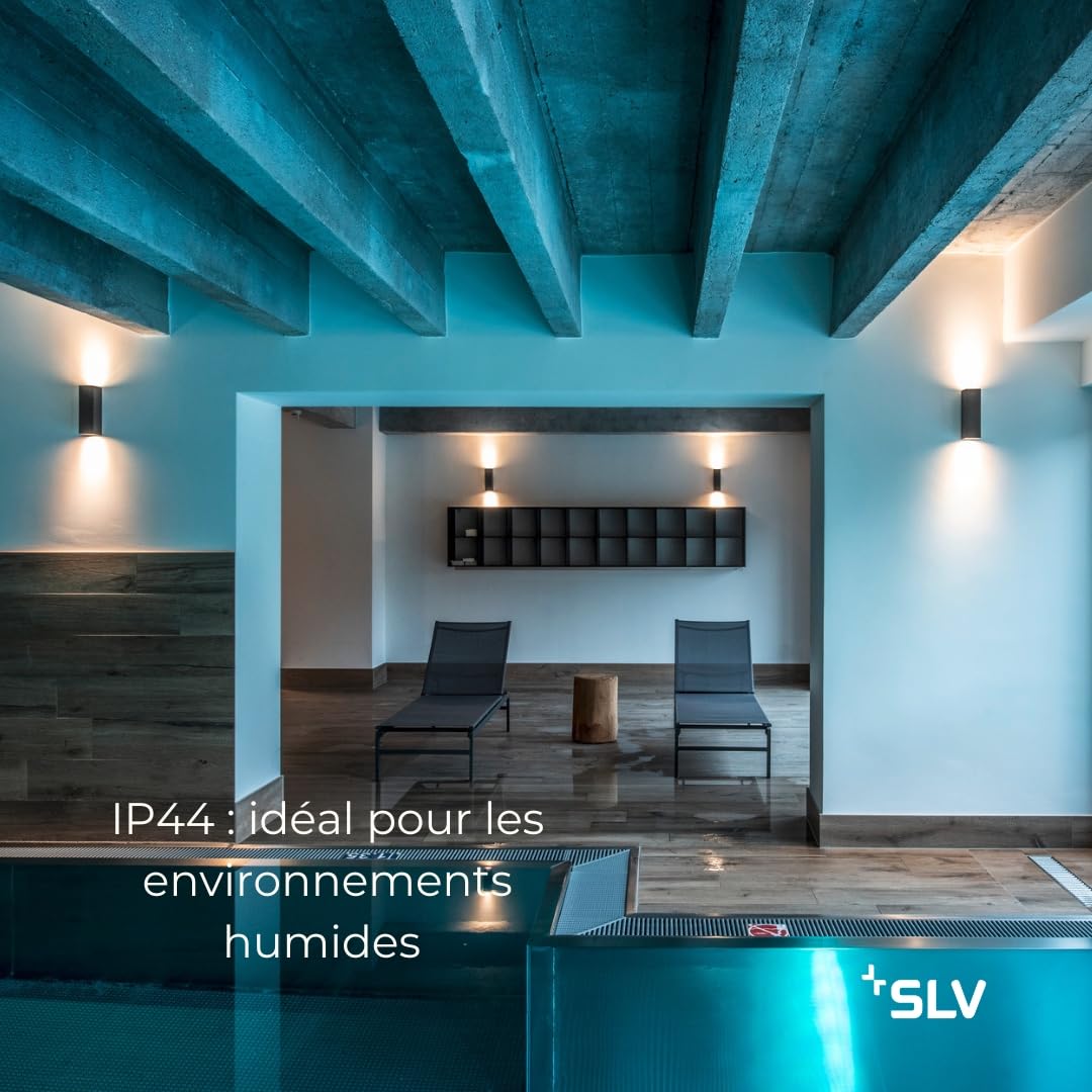 Detalle de SLV Applique murale Aluminium/verre, anthracite – GU10 230V
