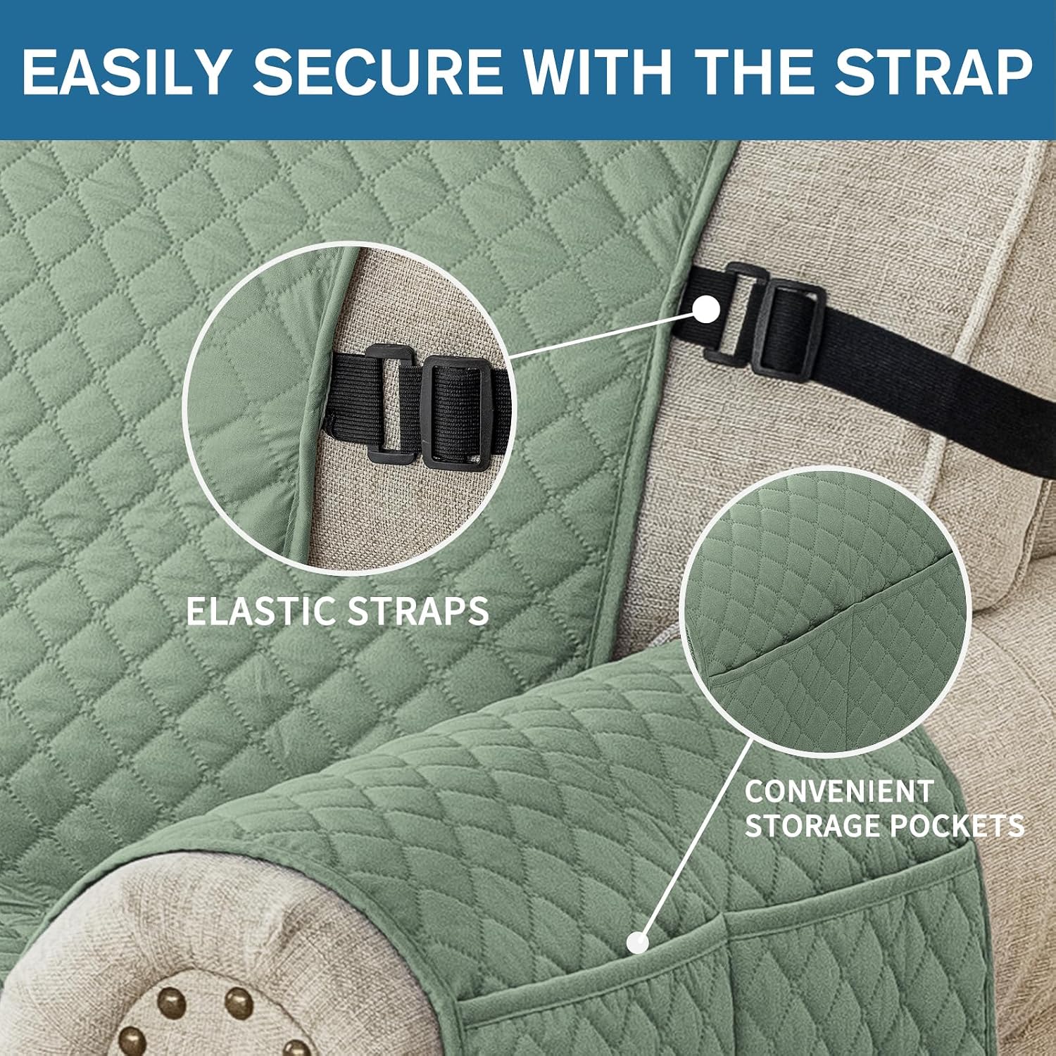 Thumbnail 3 de Ystyle housse de canapé 3 places 177 cm imperméable avec accoudoirs – vert clair