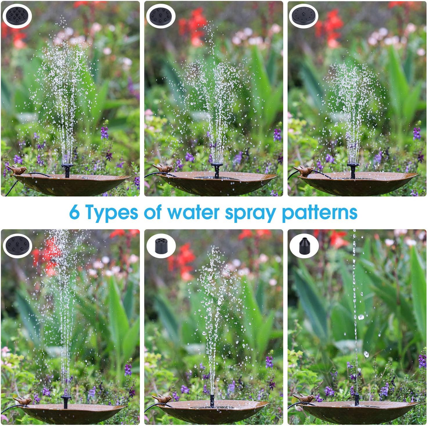 Thumbnail 6 de AISITIN 5.5W Solar Fountain Pump: Backup Floating Water Fountain for Bird Baths, Ponds and More