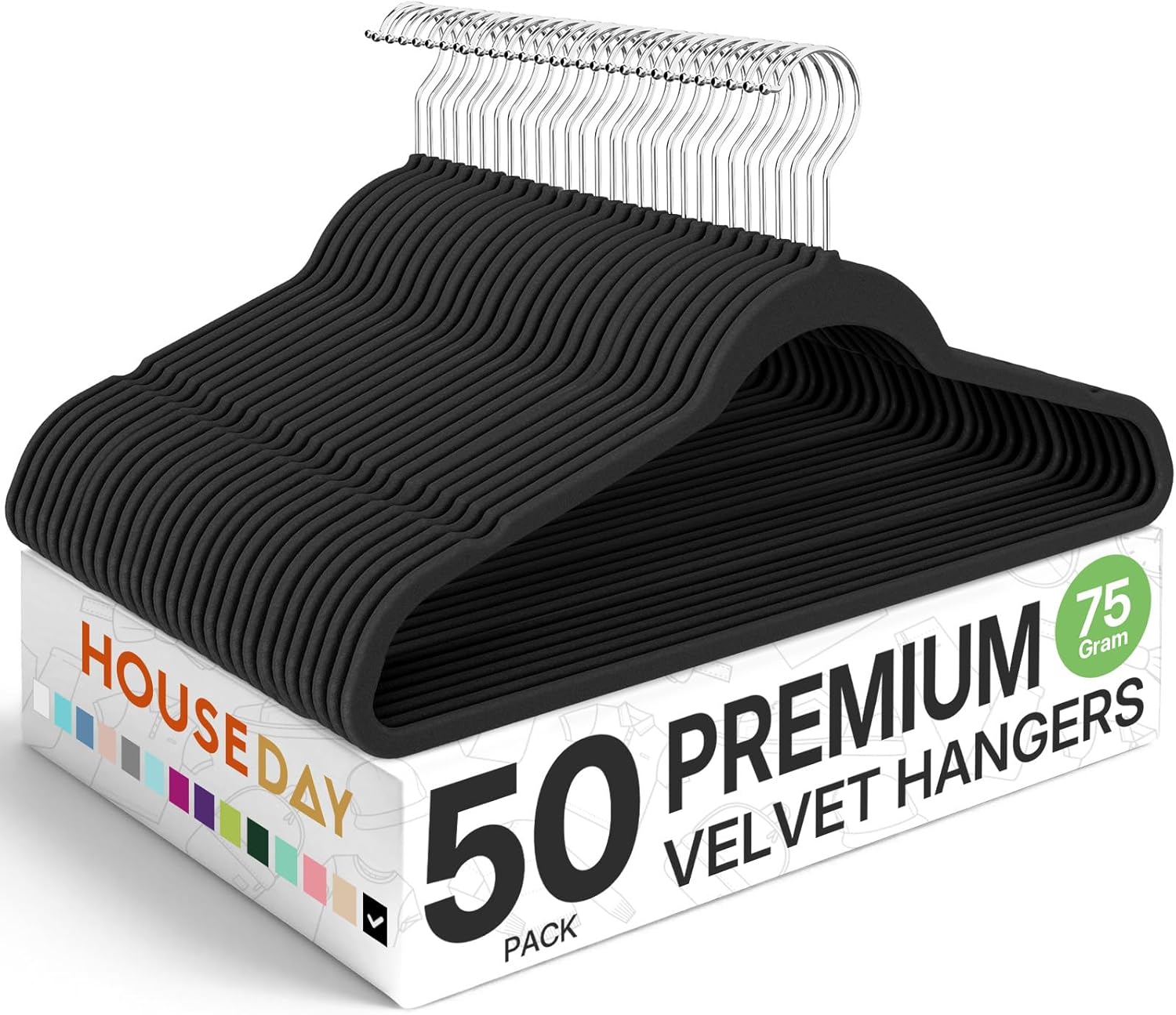 HOUSE DAY Premium Velvet Hangers 50 Pack slim non-slip hangers