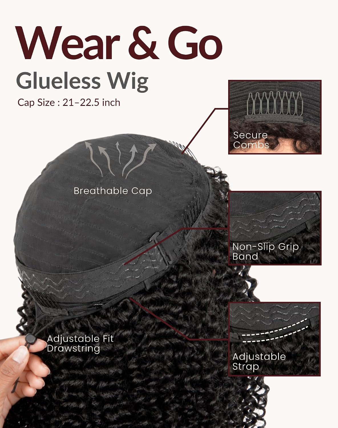 Detalle 2 de The Fox Kinky Curly Half Wig 100% Remy Human Hair