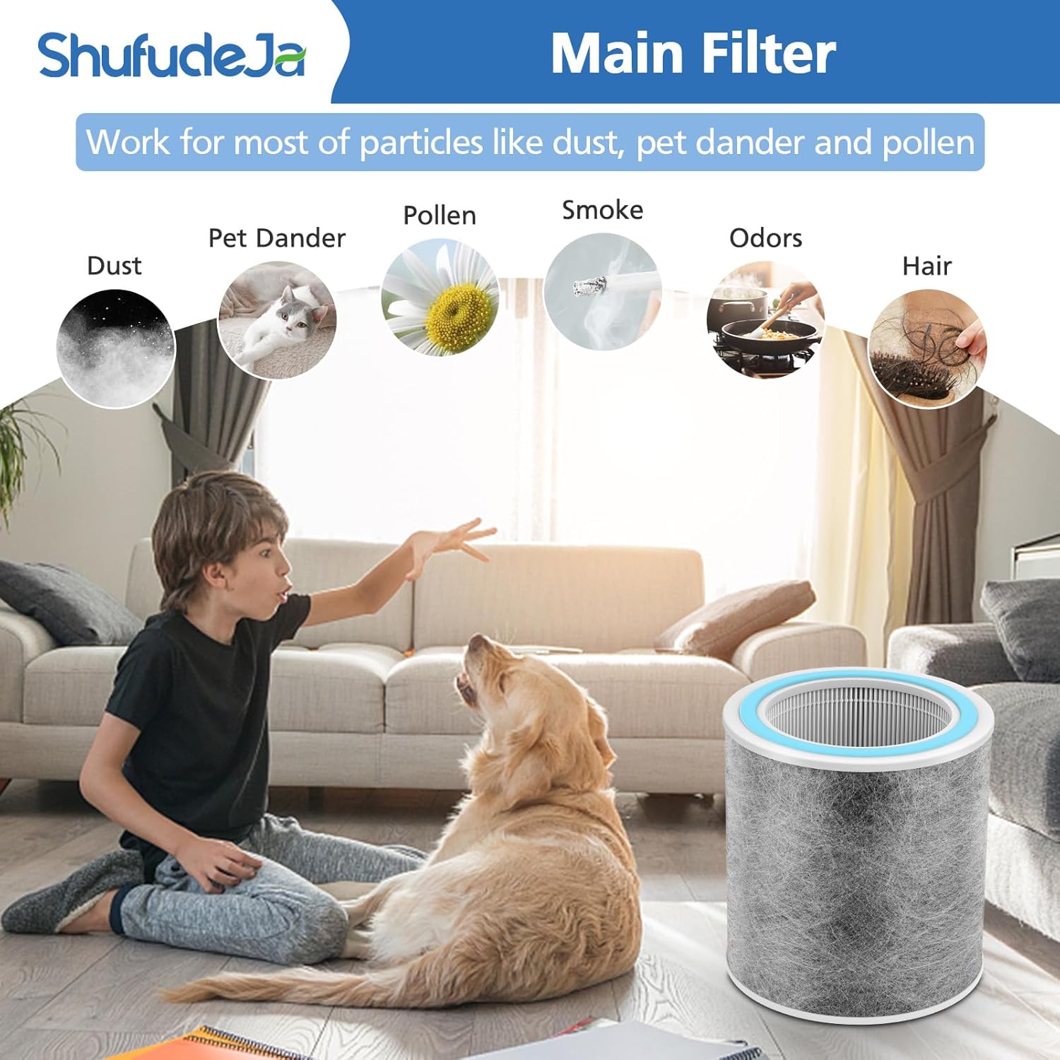 Thumbnail 5 de 2-Pack HP102 Replacement Filter (True HEPA) Compatible with Select Shark Air Purifiers