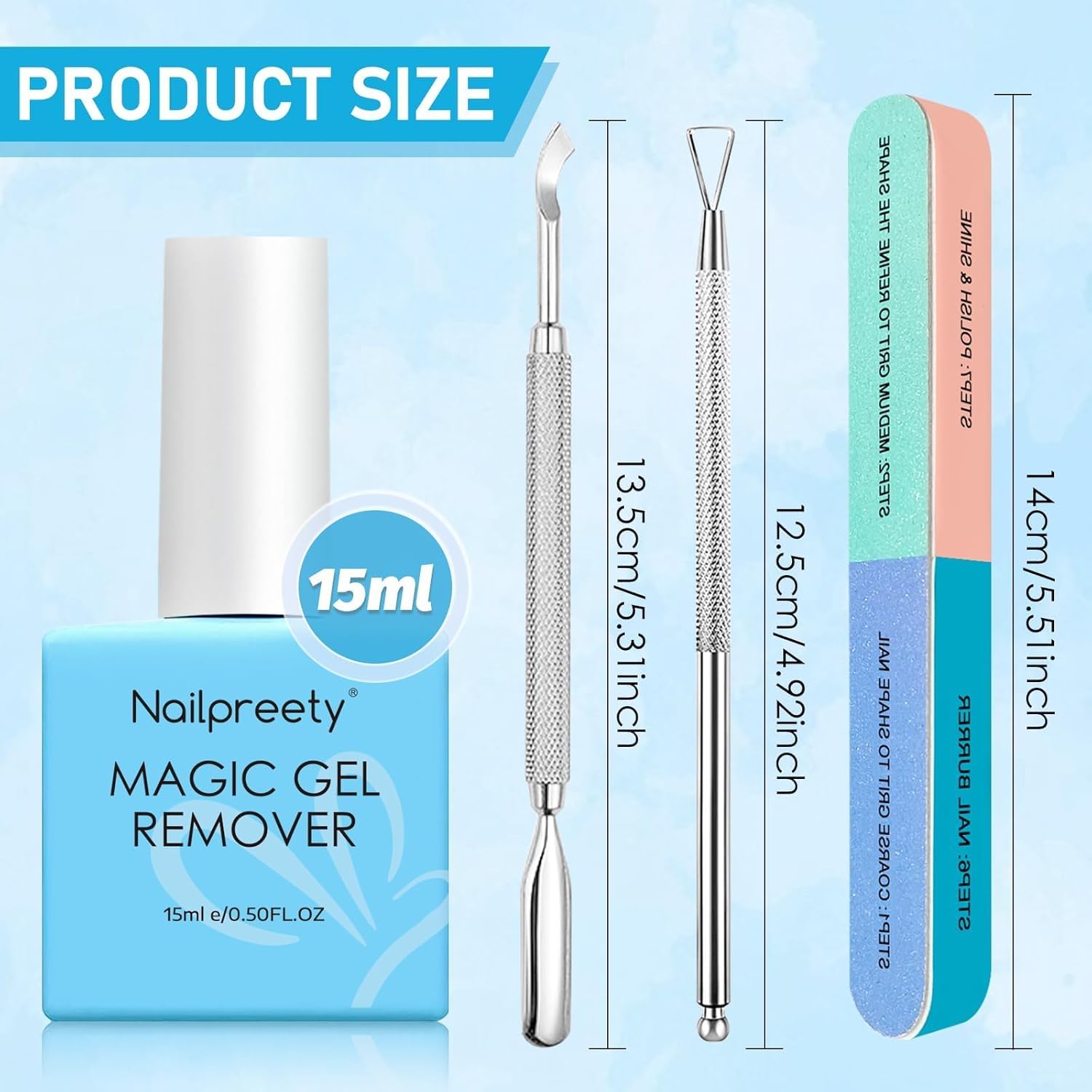 Detalle 2 de 2 Piezas Removedor de Esmalte Gel 3 en 1