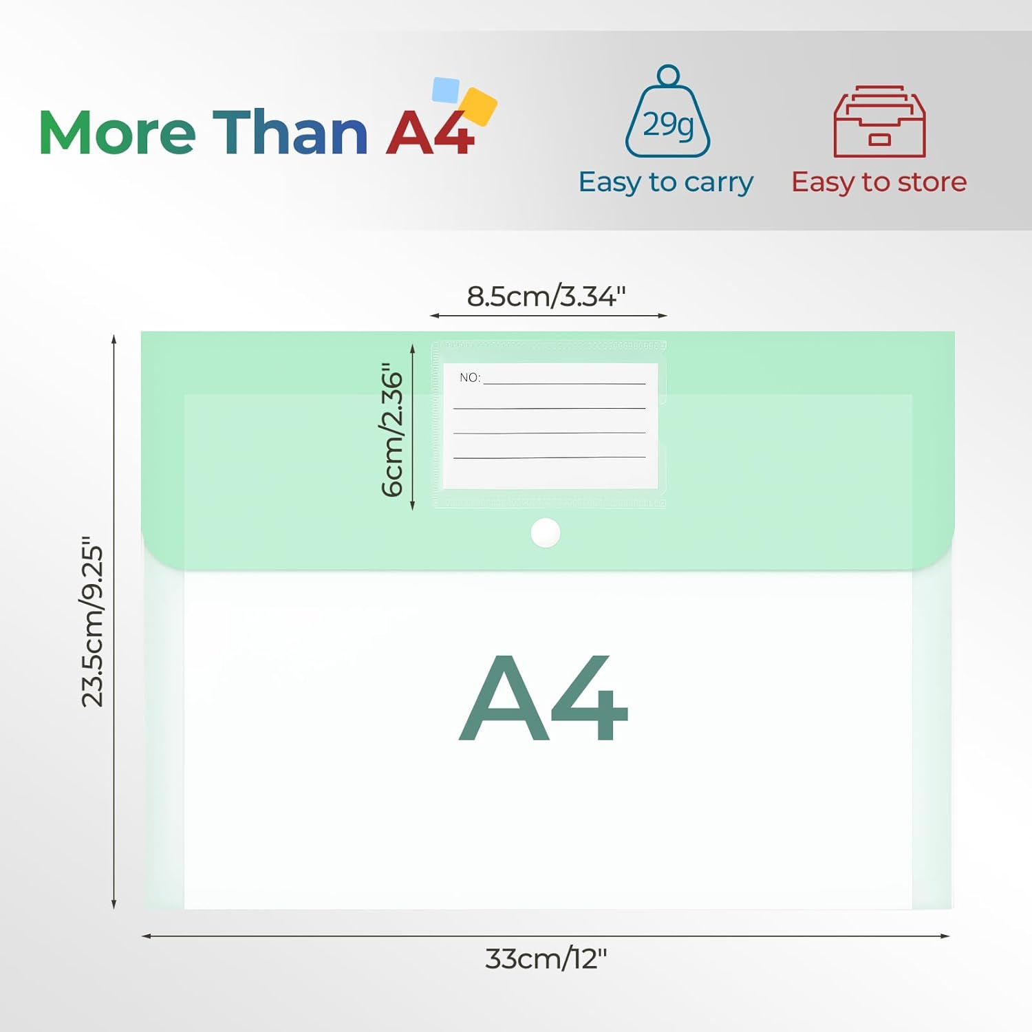 Thumbnail 1 de Euqvunn lot de 32 pochettes A4 en plastique PP, 8 couleurs avec bouton-pression