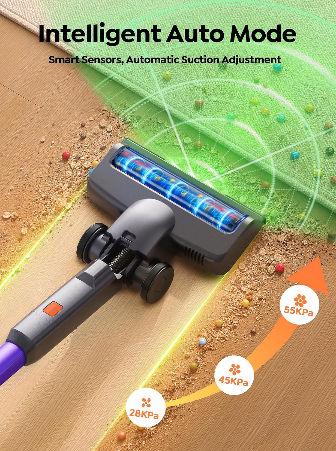 Detalle 2 de INTETURE BP70 Cordless Stick Vacuum, 650W, 55KPa, 270° Flexible Wand