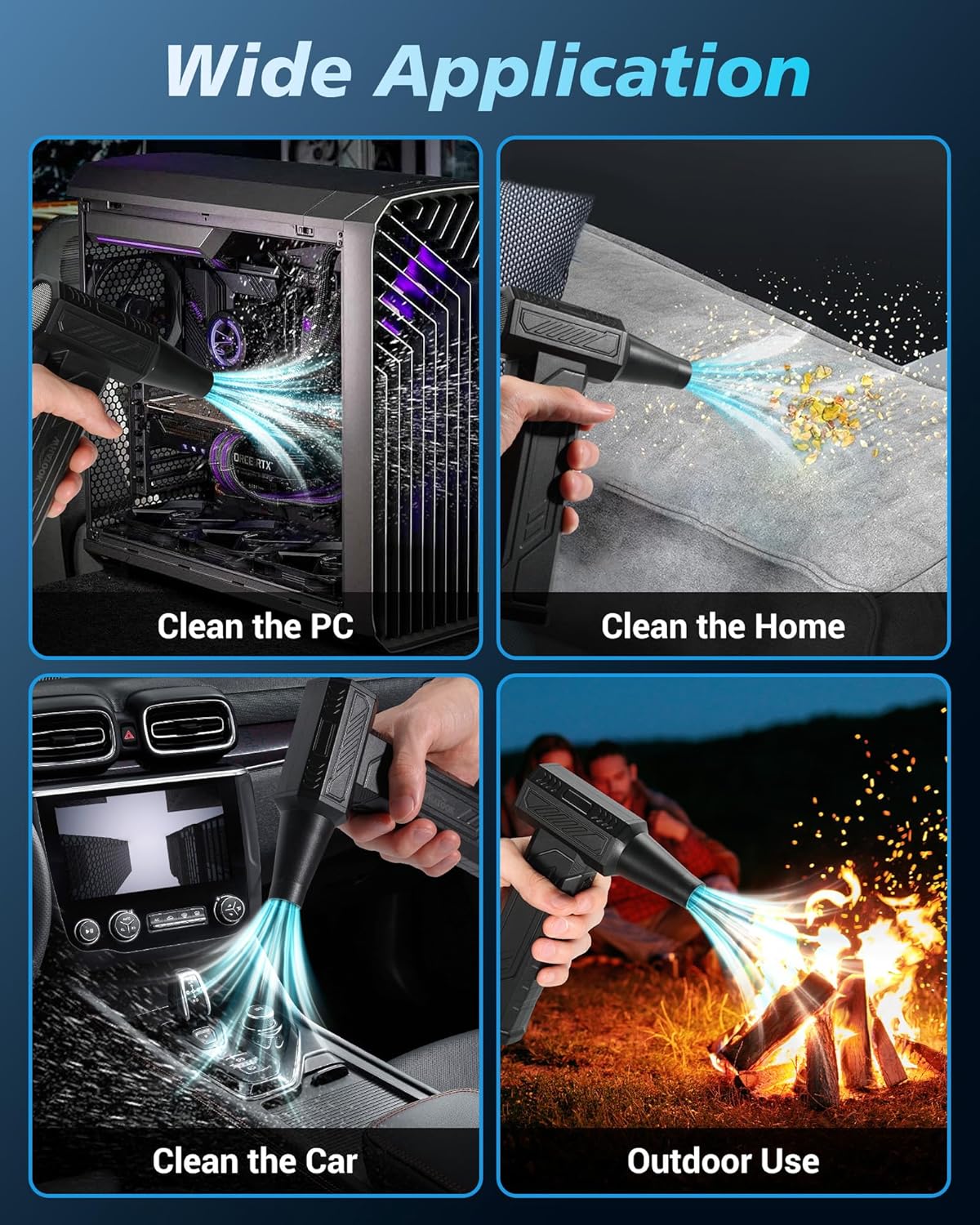 Thumbnail 4 de WHATOOK A1 Max souffleur d’air comprimé PC sans fil à batterie 8000 mAh, 4 vitesses et LED